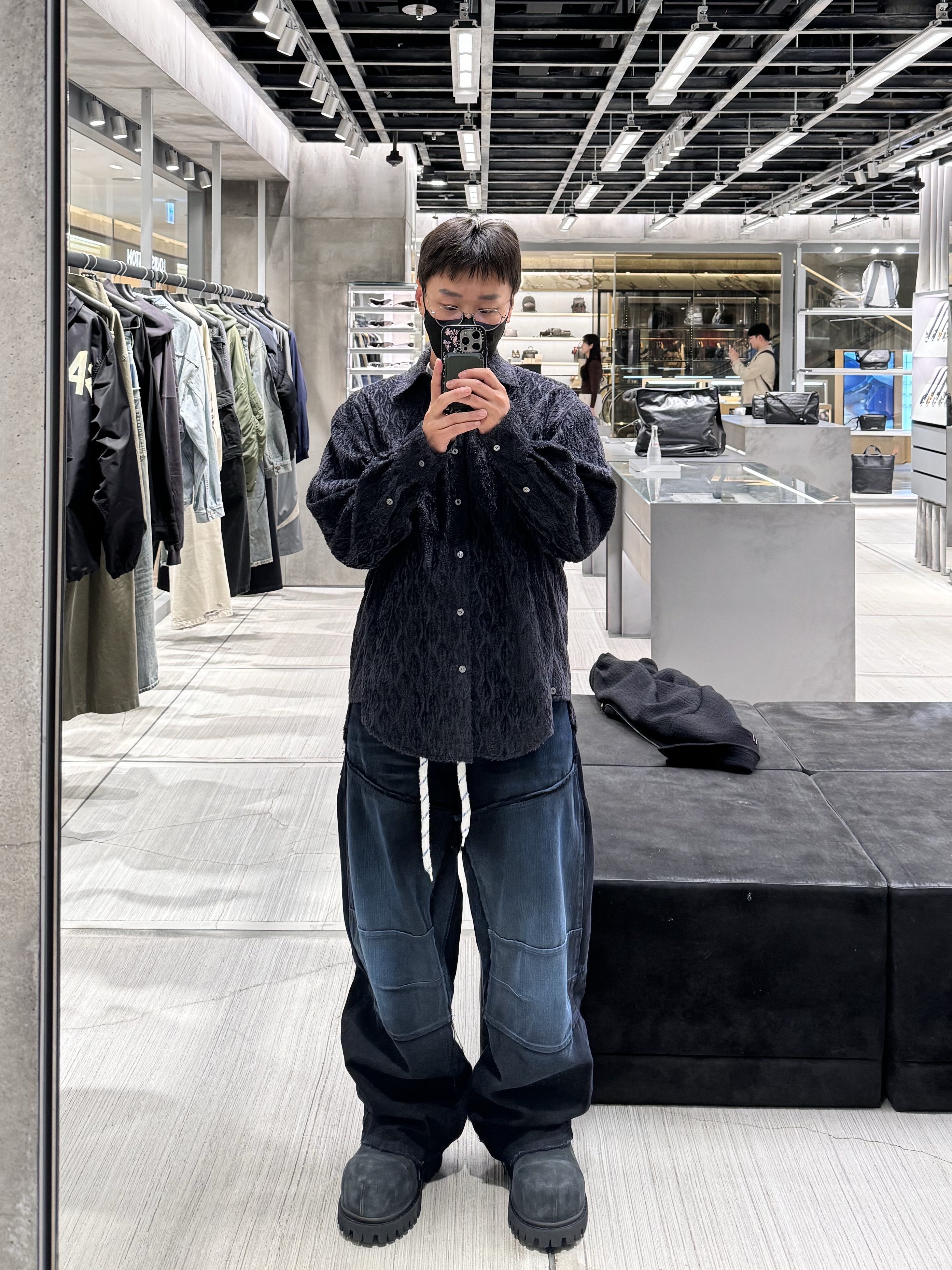 Balenciaga Steroid Derby Black, Wooyoungmi Tweed Jacket Black - 24SS 착용 스타일 - 6