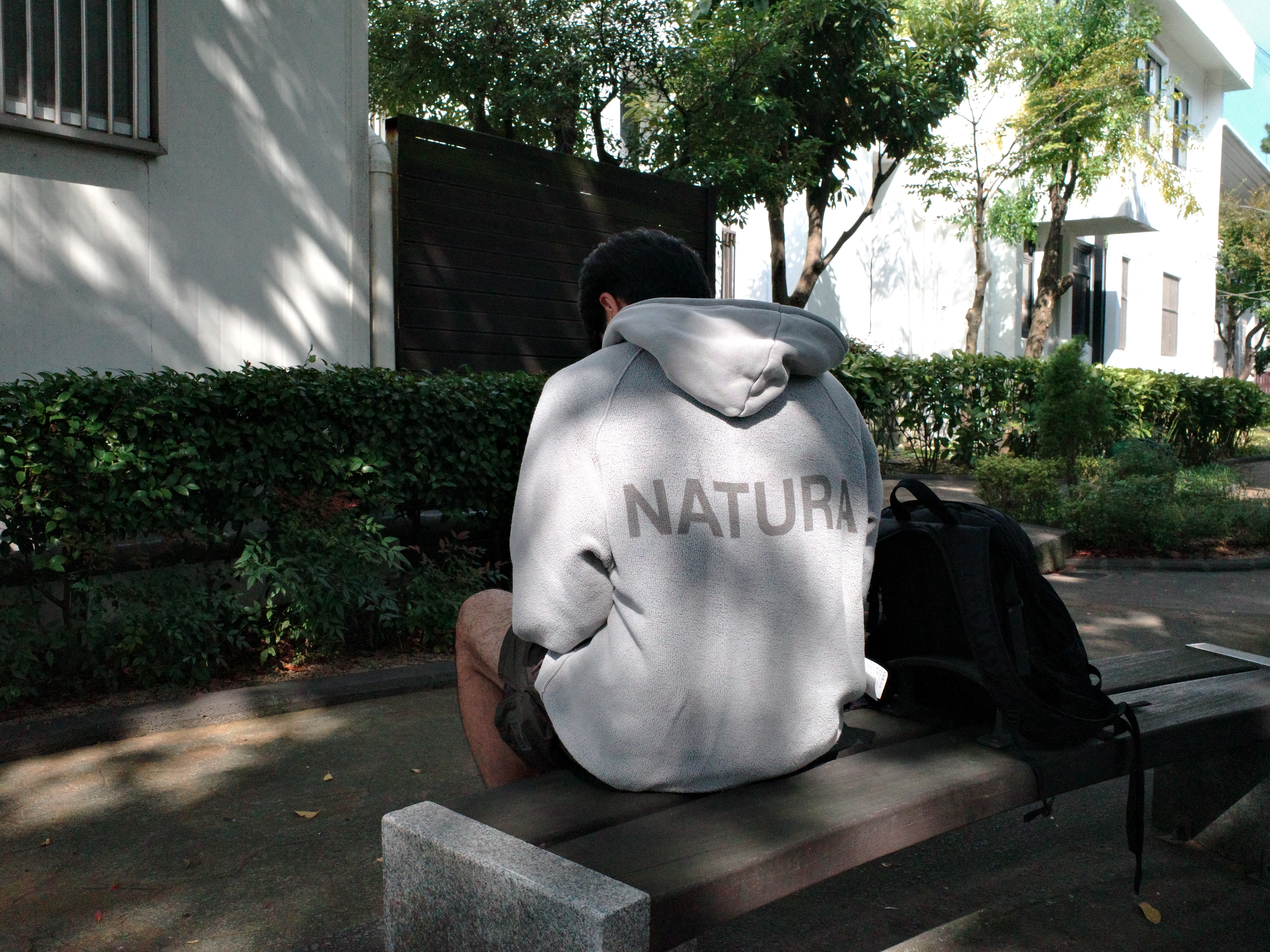 Our Legacy Work Shop Hood Yin Yang Print Overdyed Carbon 착용 스타일