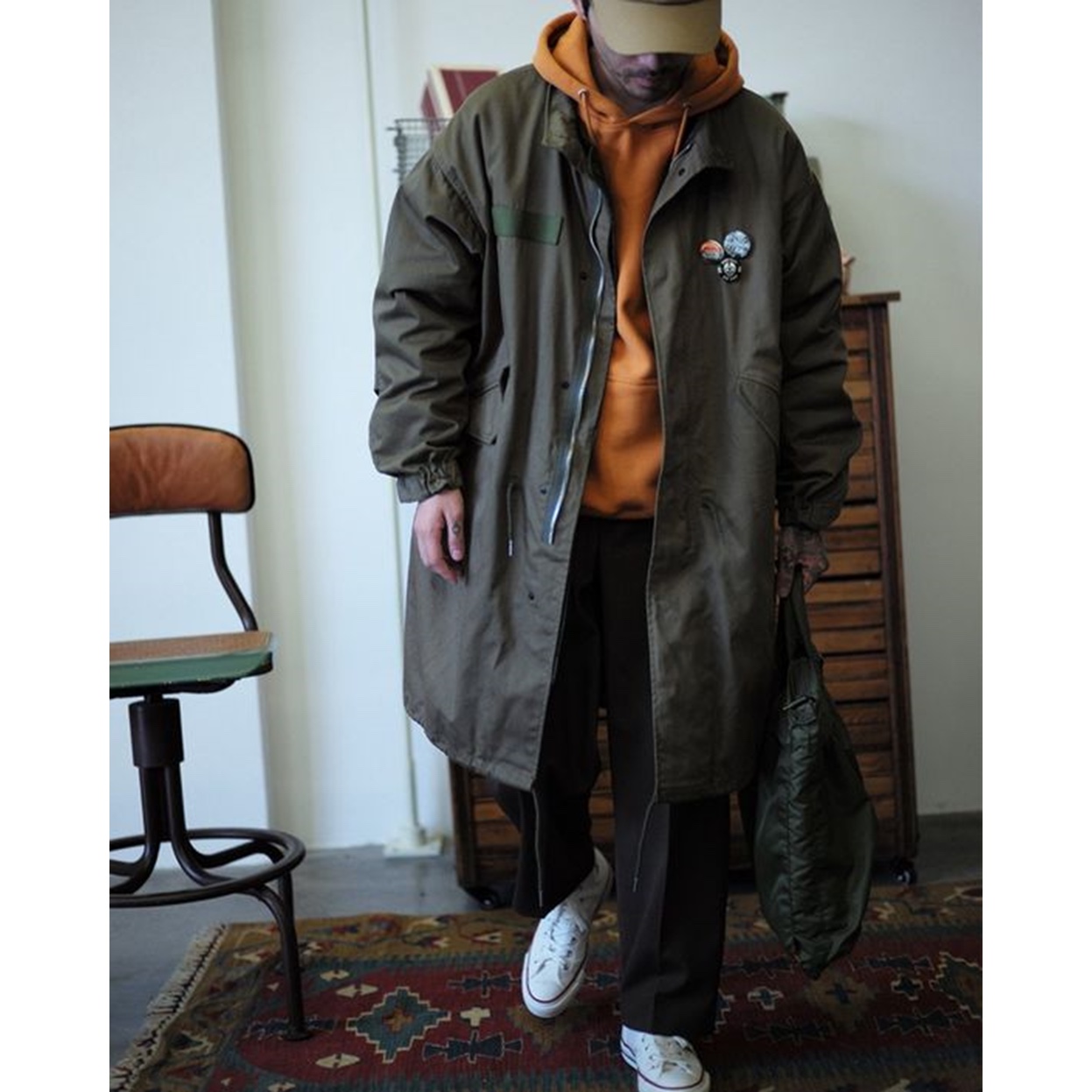 ALPHA INDUSTRIES N-3B Parka Sage 착용 스타일 - 3