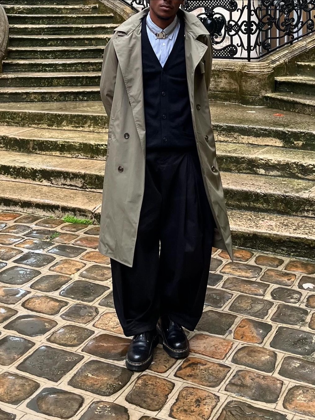 Sage Nation Box Pleat Trouser Black - 24FW 착용 스타일 - 4