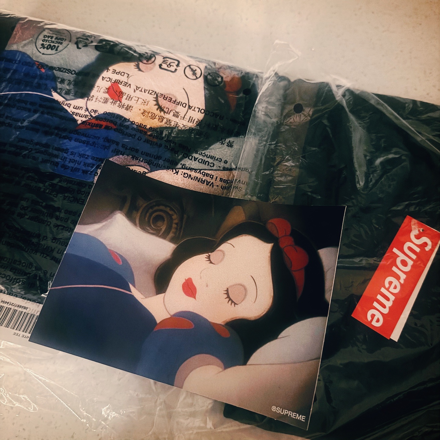 Supreme Snow White T-Shirt Black - 24FW, Supreme Snow White T-Shirt Navy - 24FW 착용 스타일