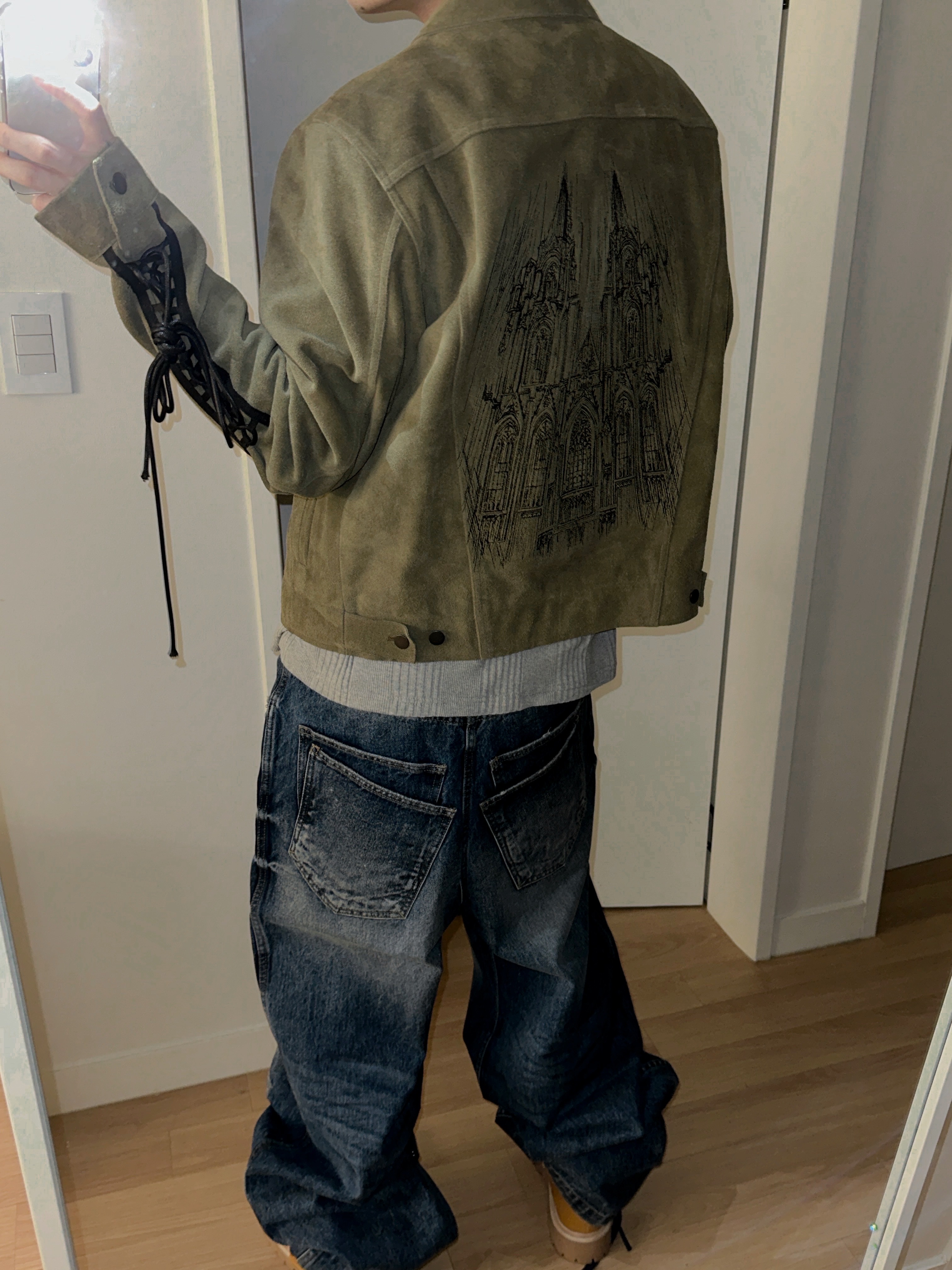 Nonnod Double pocket Japanese Denim Mid Blue 착용 스타일 - 1