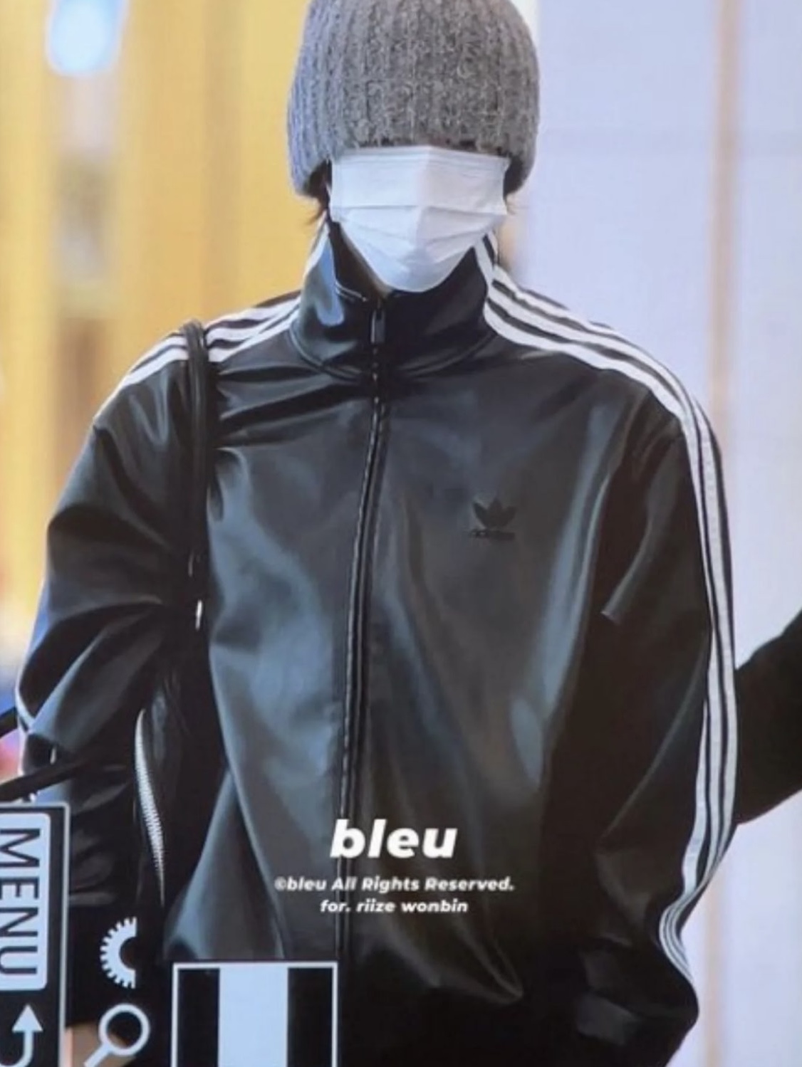 Adidas Faux Leather Adicolor 3S Loose Firebird Tracksuit Jacket Black - KR Sizing, Our Legacy Royal Critter Estate Llama Knit Hat Grey 착용 스타일 - 1