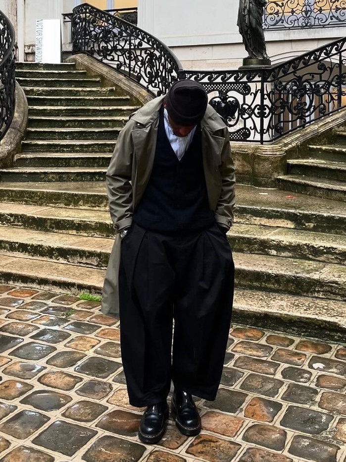 Sage Nation Box Pleat Trouser Black - 24FW 착용 스타일 - 1