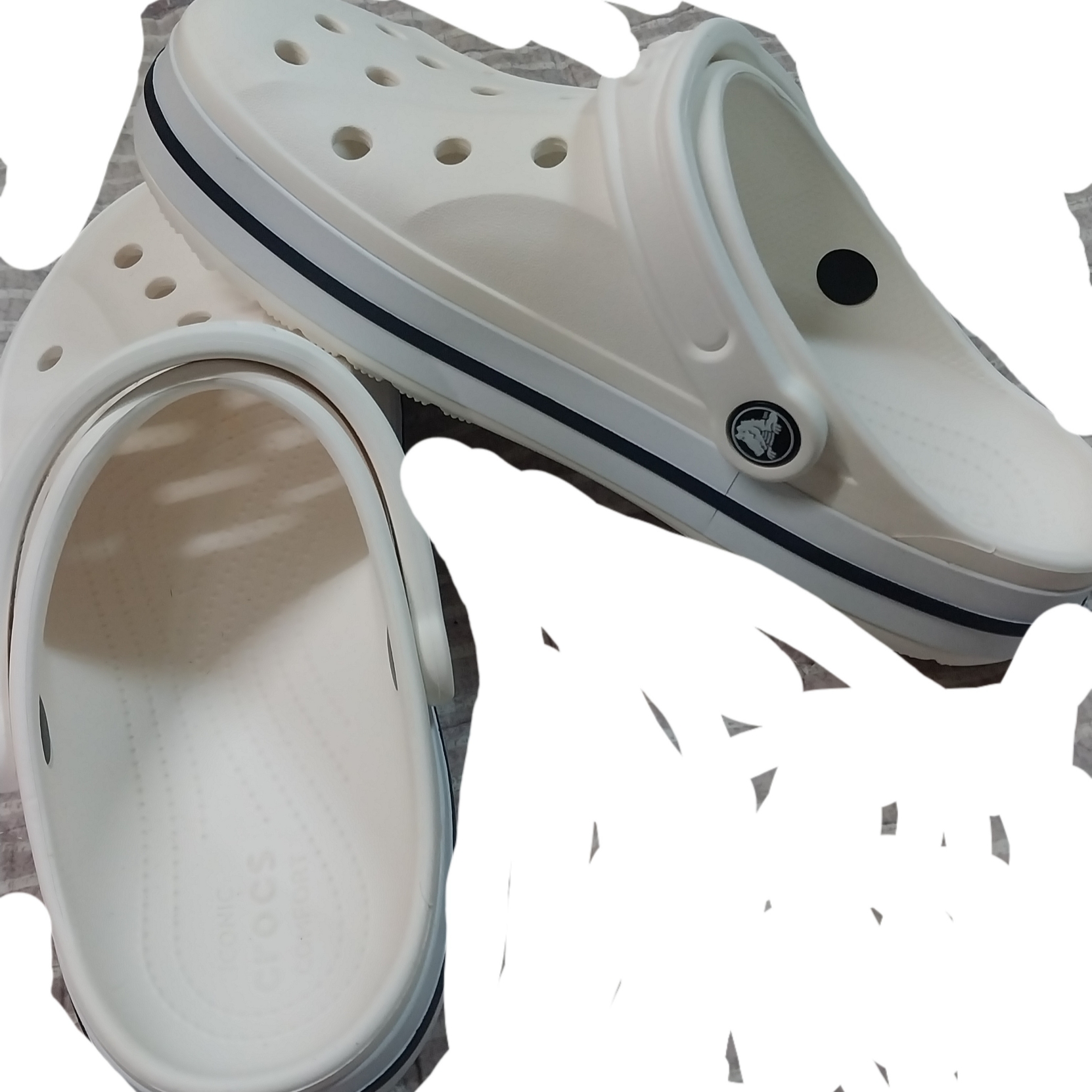 Crocs Bayaband Clog White Navy 착용 스타일