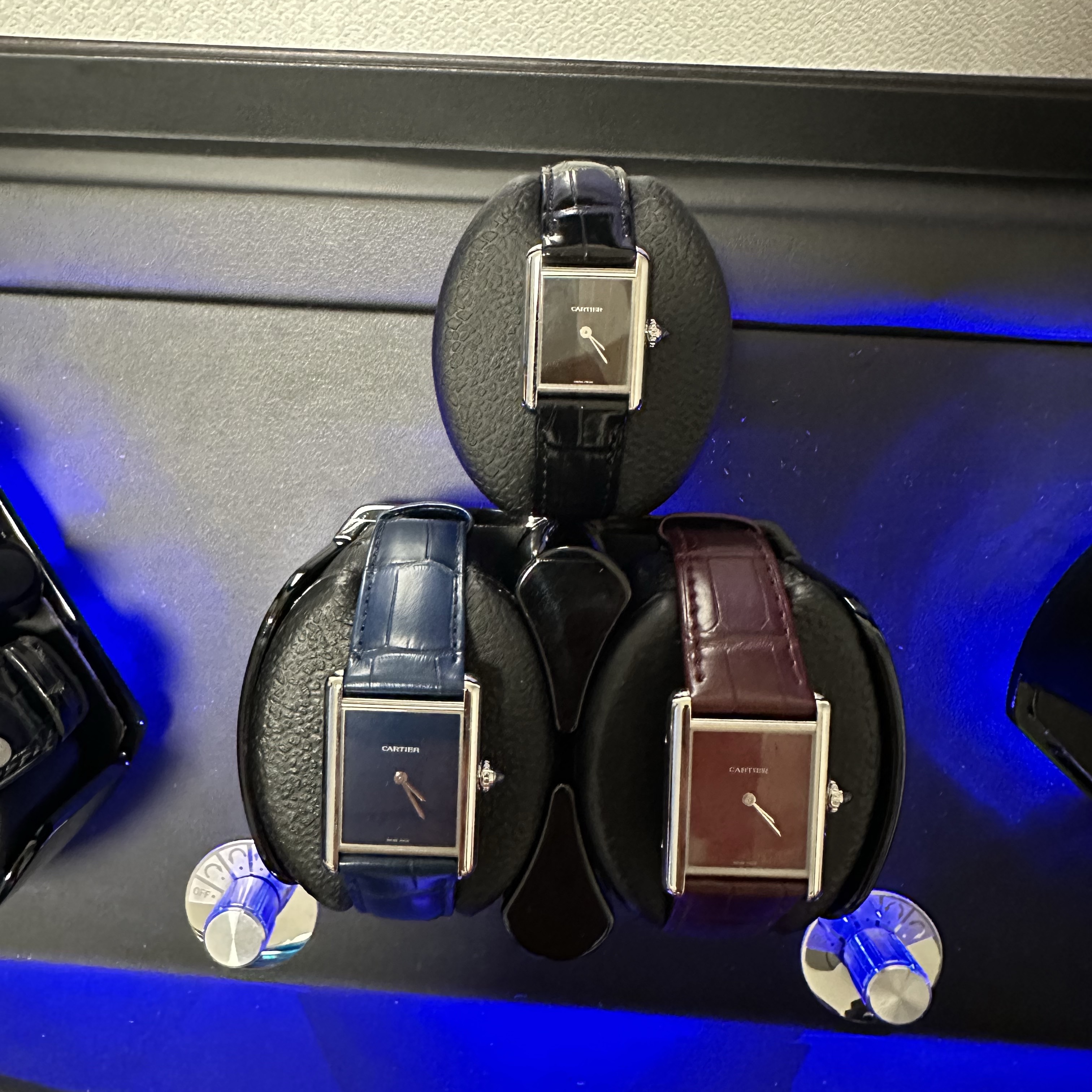 Cartier Tank Must Watch Large Quartz Steel Alligator Skin Claret, Cartier Tank Must Watch Large Quartz Steel Alligator Skin Blue 착용 스타일 - 5