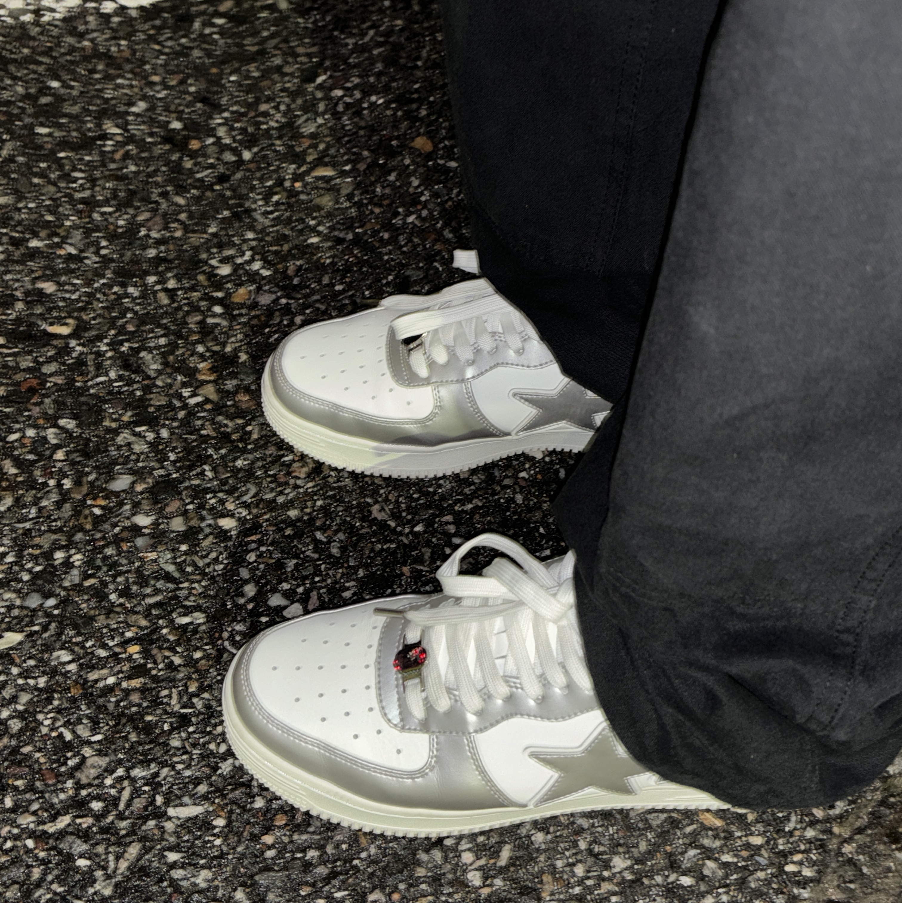 (W) BAPE Bape Sta #4 Silver White 착용 스타일
