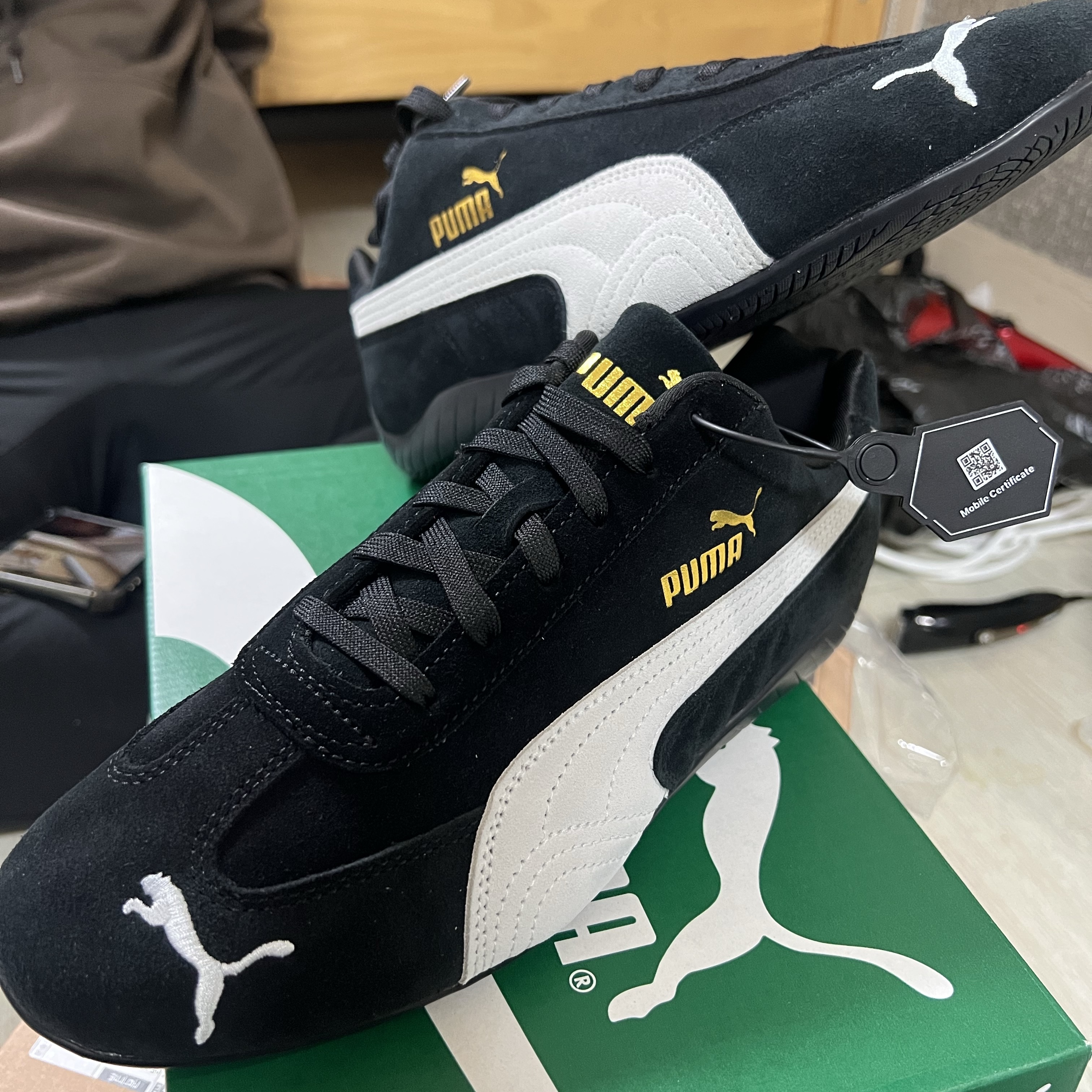 Puma Speedcat OG Black White 착용 스타일 - 4