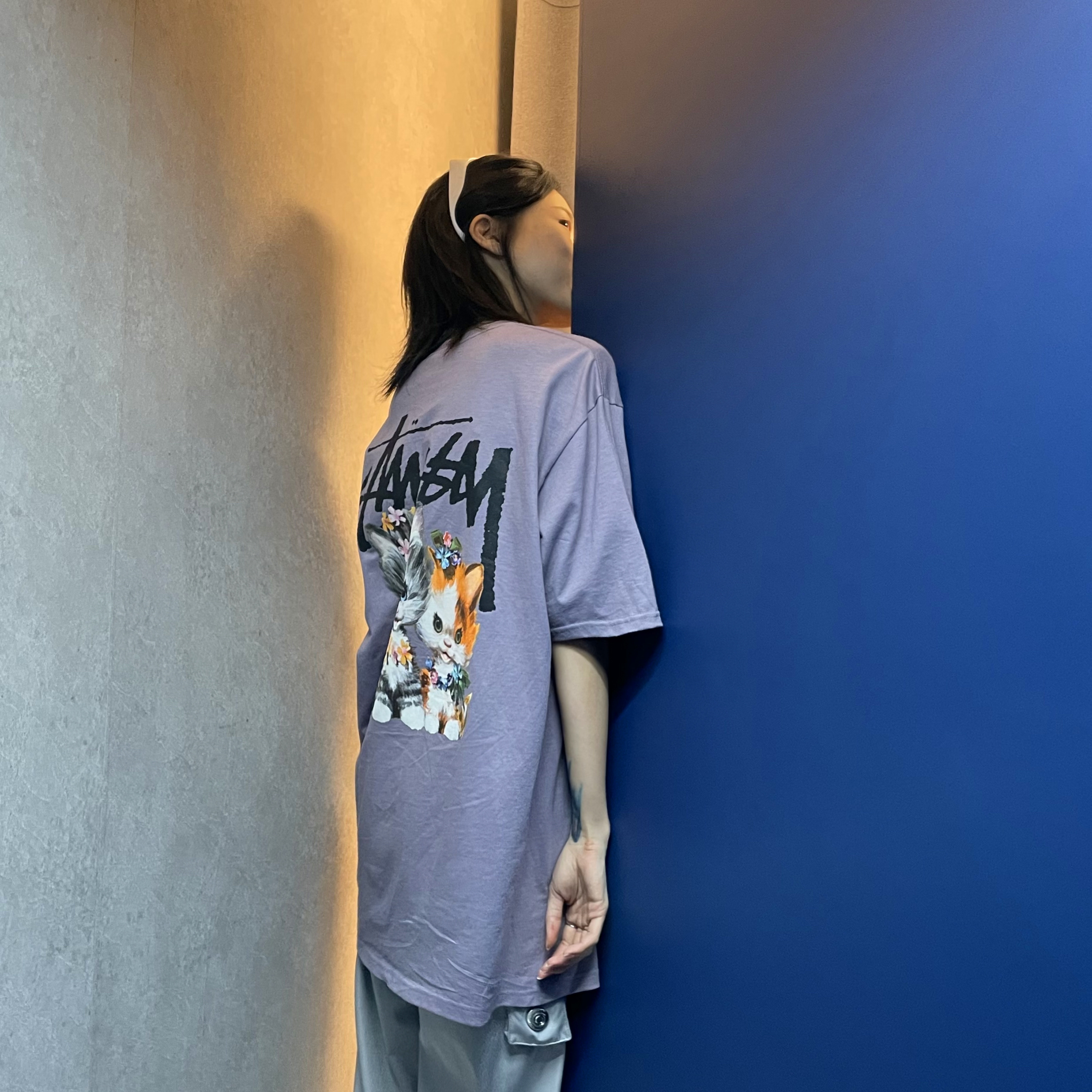 Stussy Kittens T-Shirt Mauve 착용 스타일