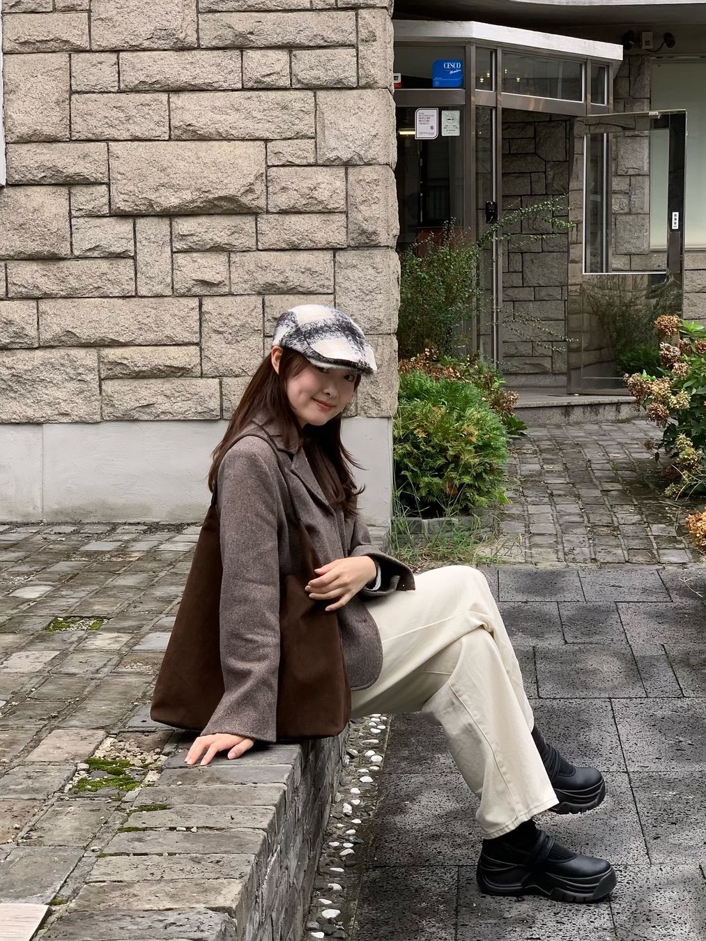 Allincomplete Tartan Check Hunting Cap Black Check 착용 스타일 - 2