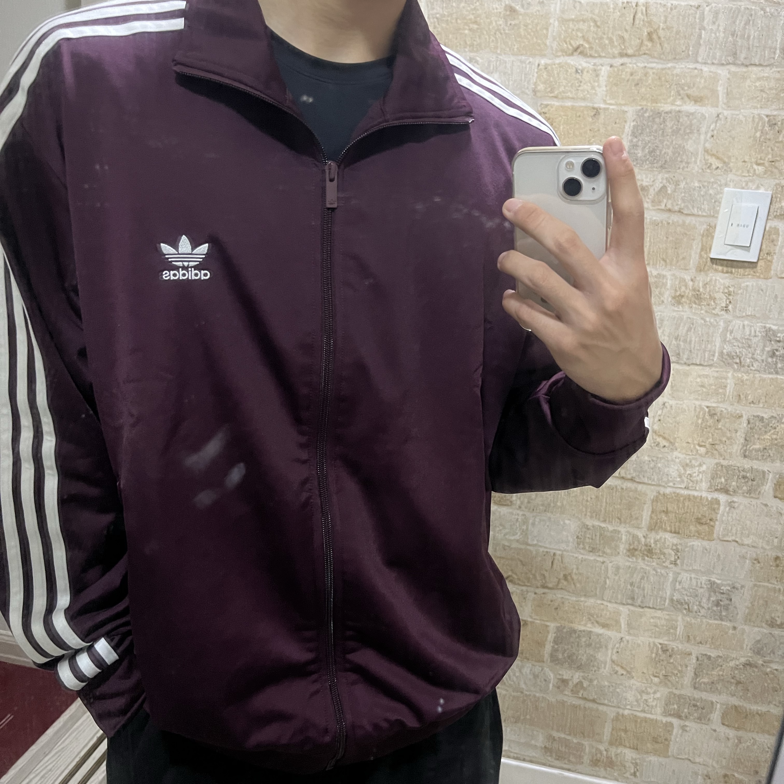 Adidas Adicolor Classic Firebird Track Top Maroon - KR Sizing 착용 스타일