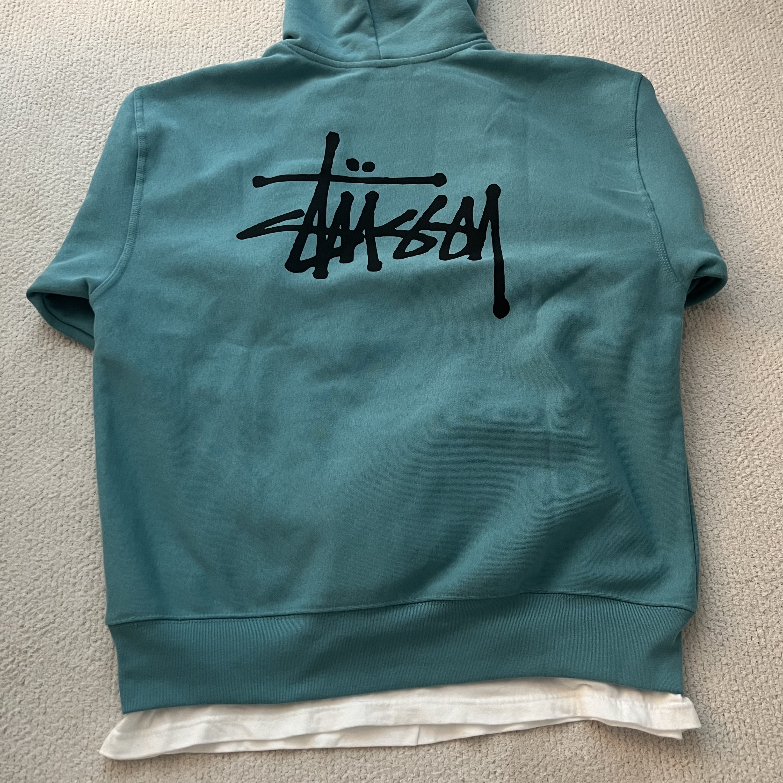 Stussy Basic Stussy Hoodie Ocean 2024 착용 스타일 - 5