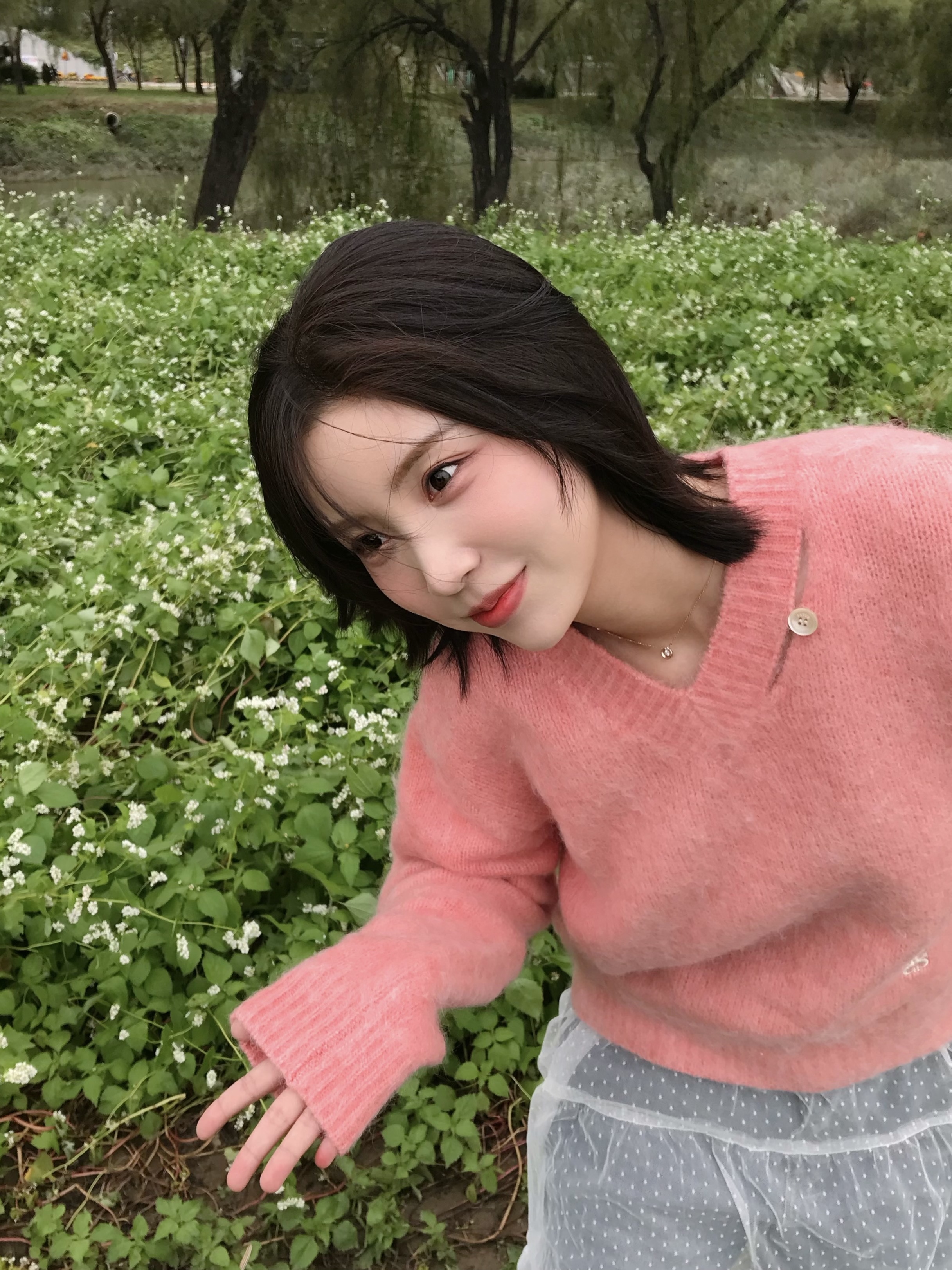 (W) Adidas Sambarose White Pink 착용 스타일 - 1