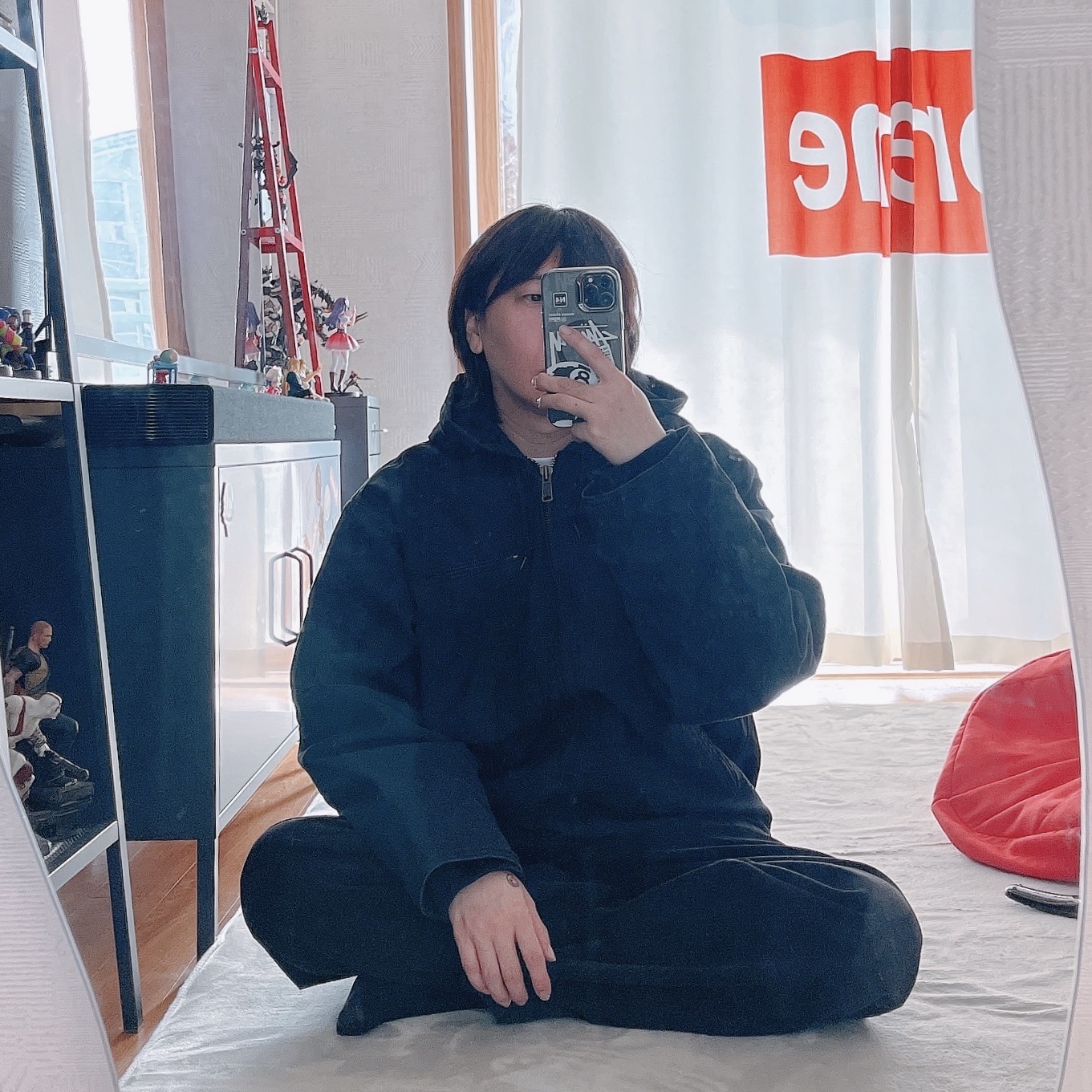 Stussy Washed Canvas Big OL' Jean Black, Supreme x Thrasher Hooded Work Jacket Black - 24FW 착용 스타일 - 1