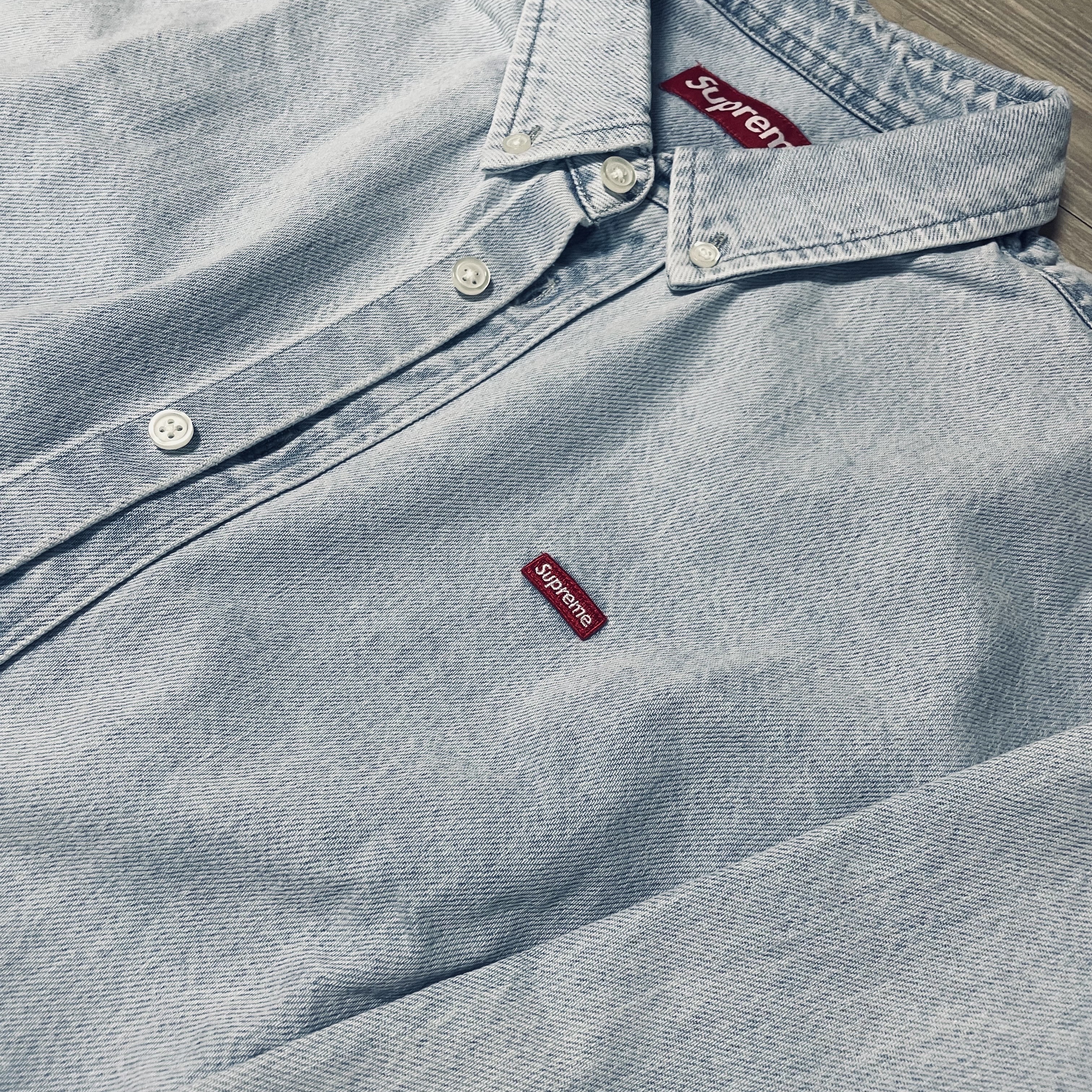 Supreme Small Box Shirt Washed Blue - 24SS 착용 스타일 - 1