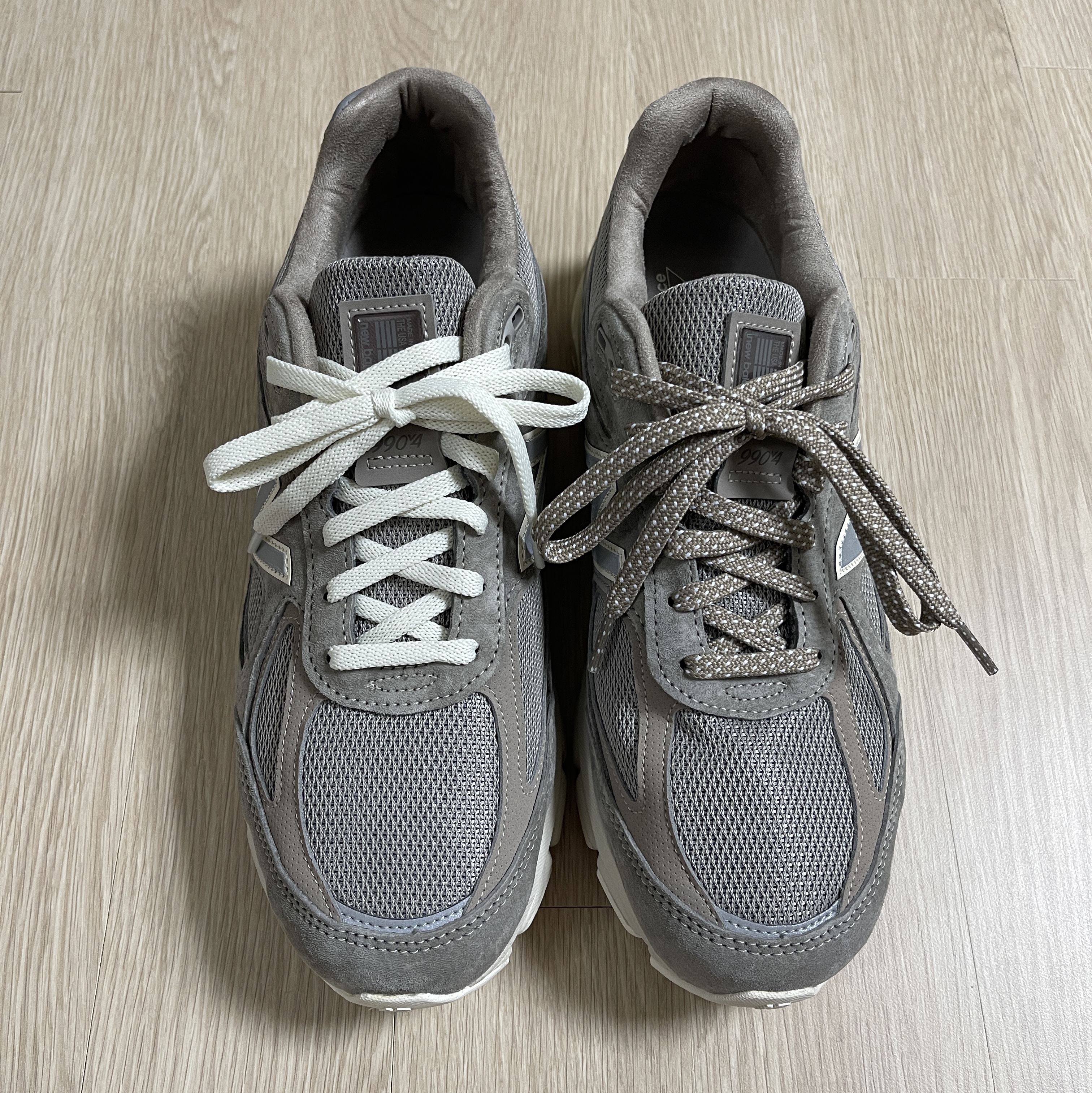 New Balance x Kith 101 990v4 Made in USA Moonrock 착용 스타일 - 2