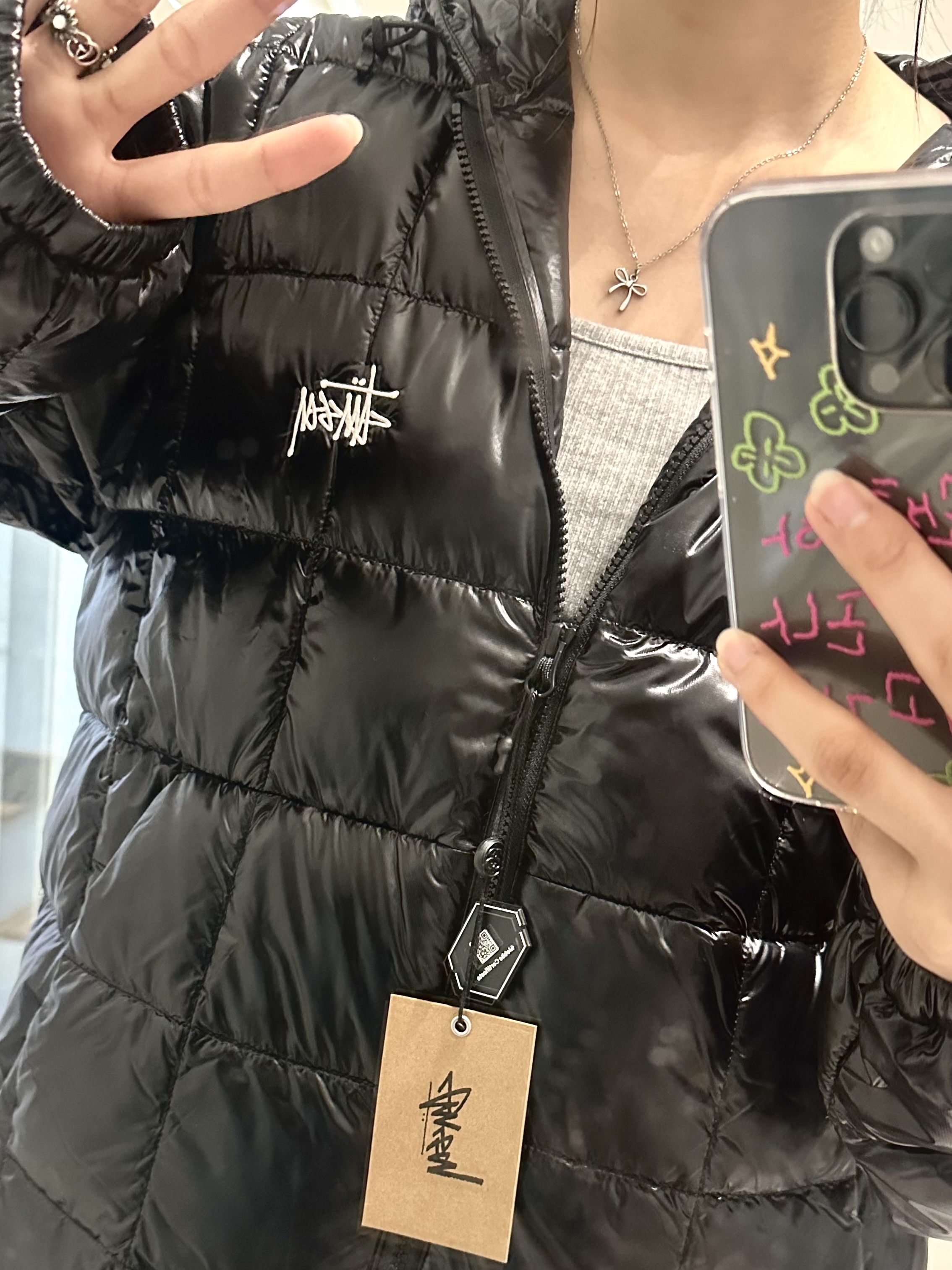 Stussy Midweight Hooded Puffer Black 착용 스타일