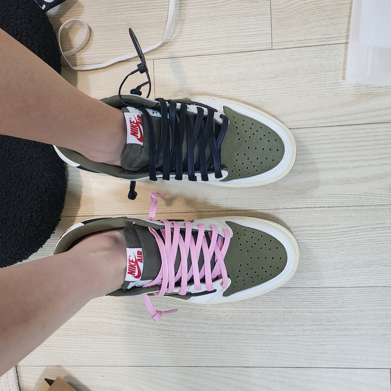 Jordan 1 x Travis Scott Retro Low OG SP Reverse Olive 착용 스타일