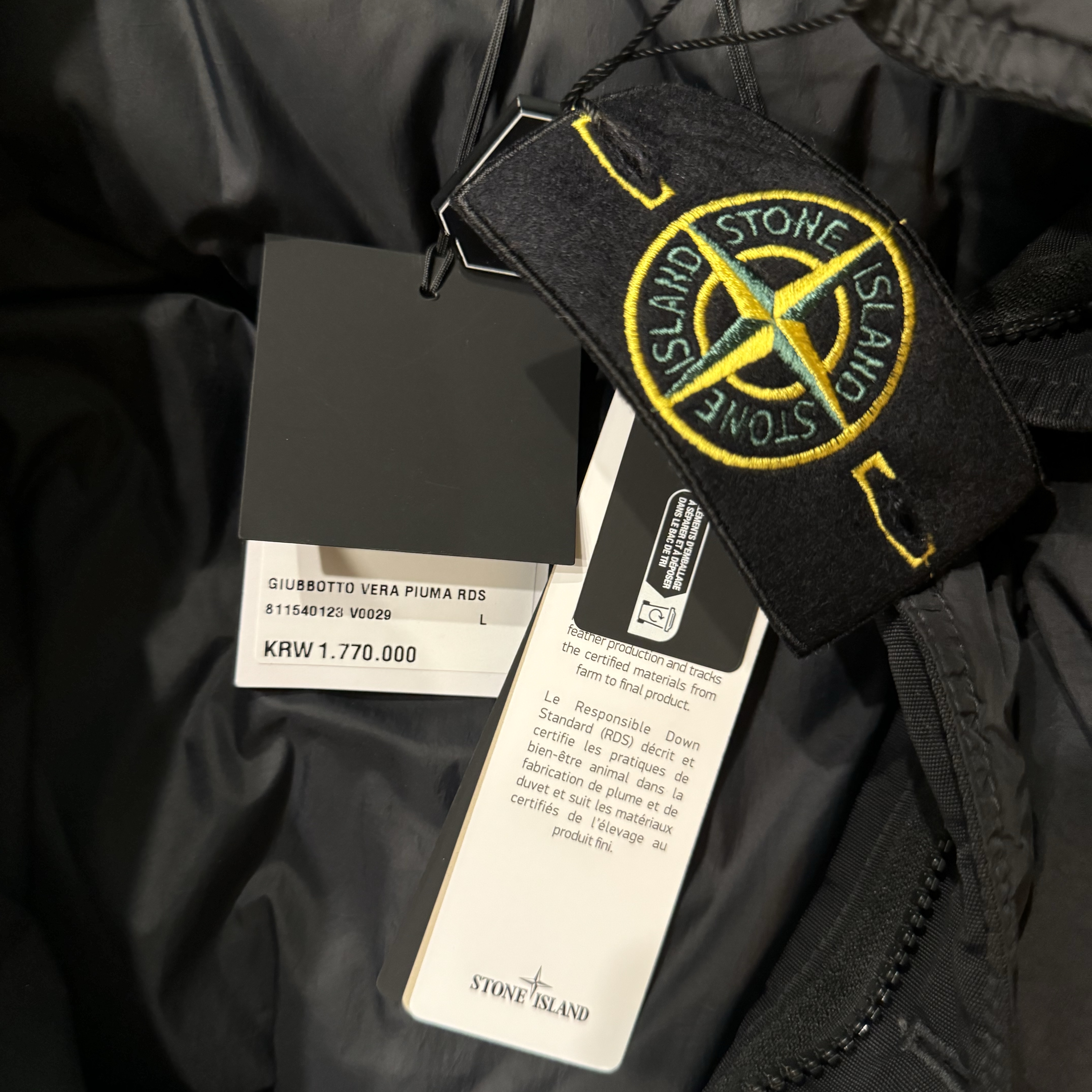 Stone Island 40123 Garment Dyed Crinkle Reps R-NY Down Jacket Black - 24FW 착용 스타일 - 2