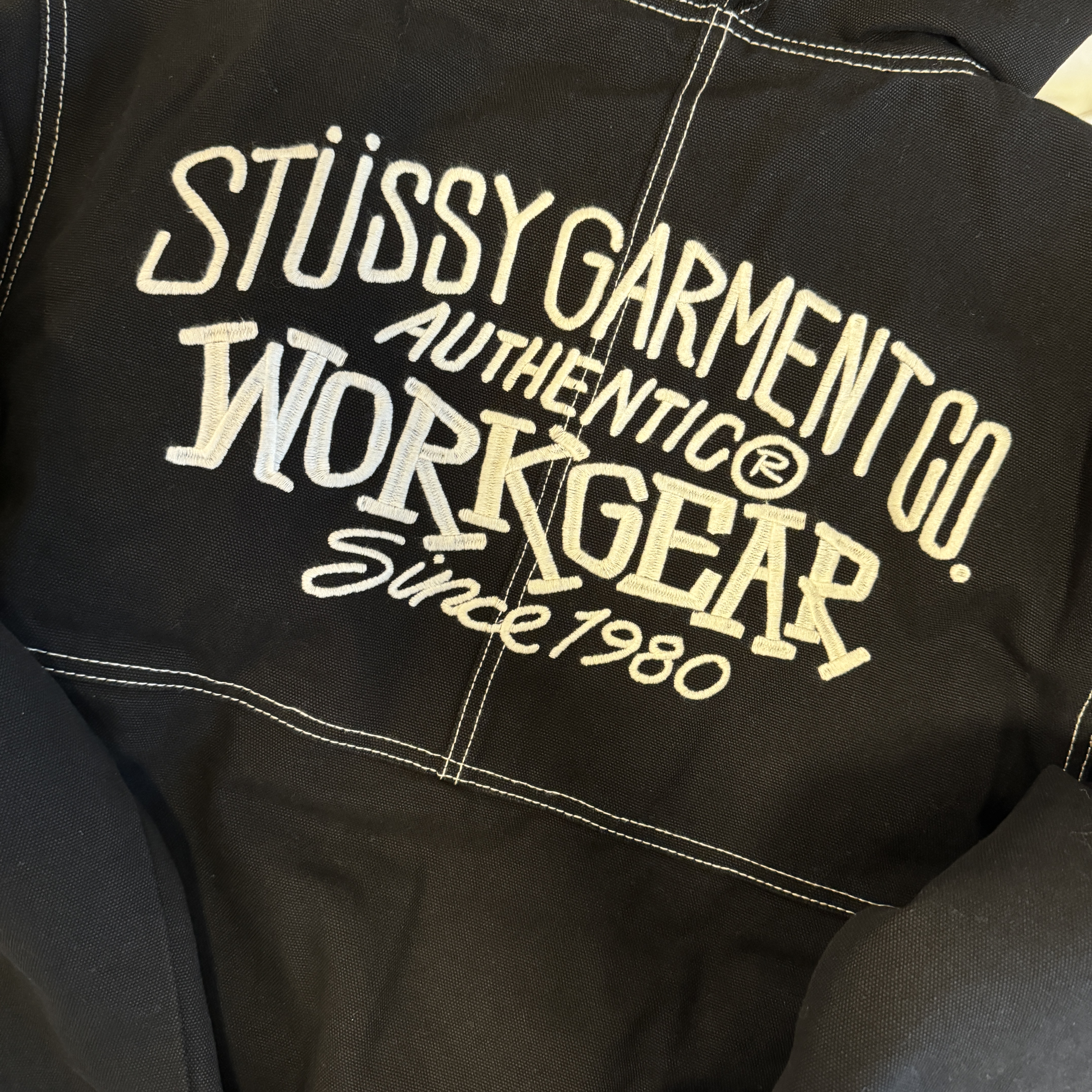 Stussy Work Jacket Contrast Stitch Black 착용 스타일 - 3