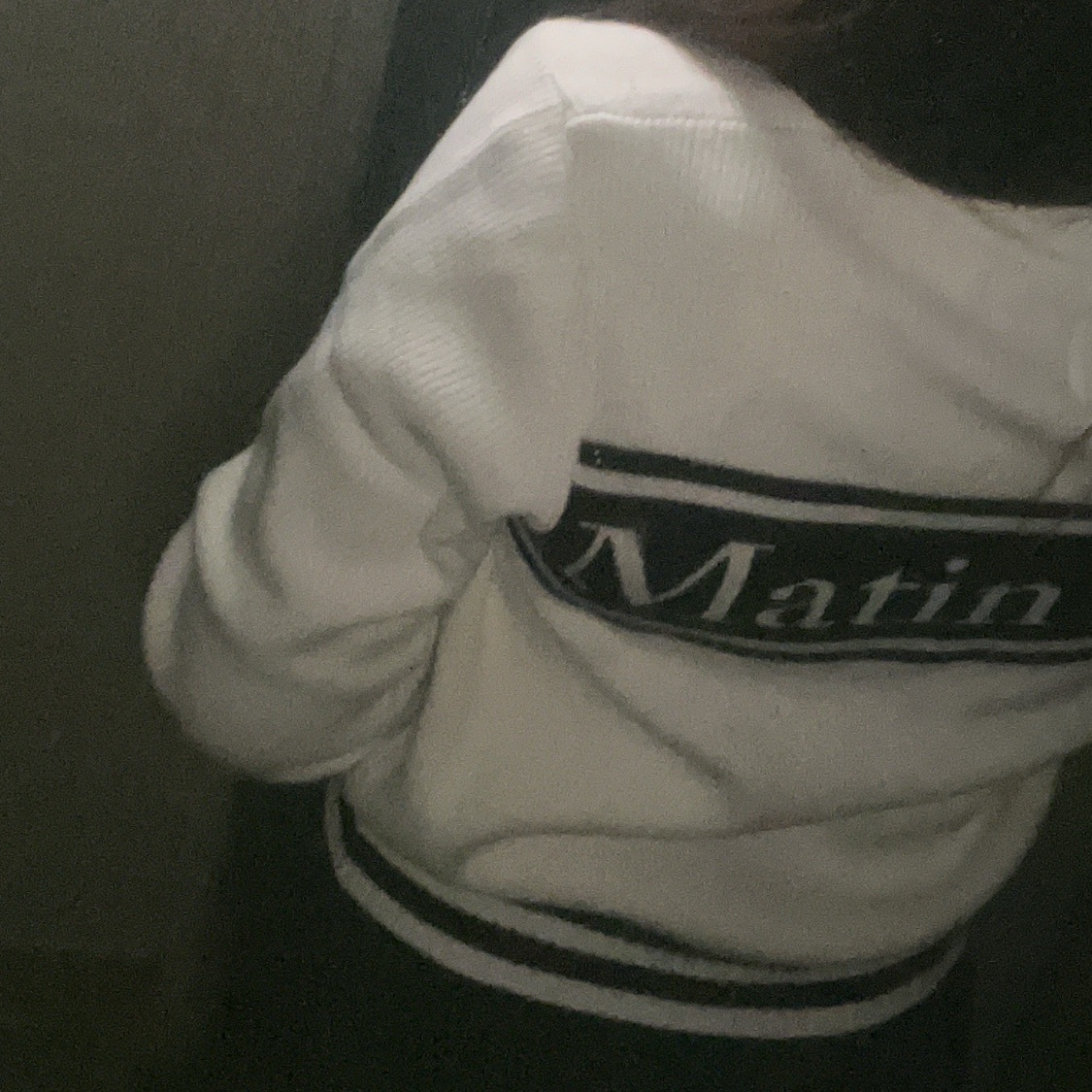 Matin Kim Spell Point Stripe Knit Cardigan Ivory 착용 스타일