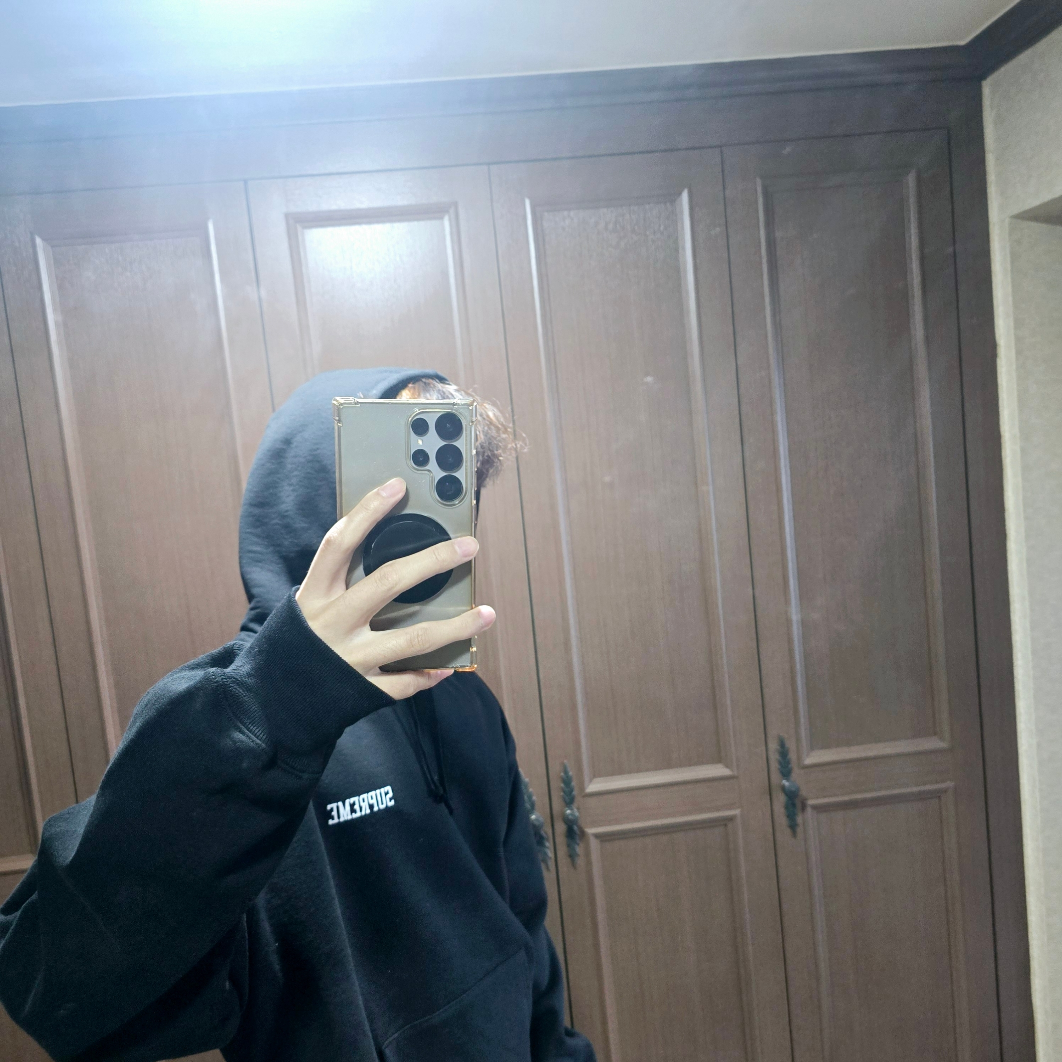 Supreme On God Hooded Sweatshirt Black - 24FW 착용 스타일 - 1