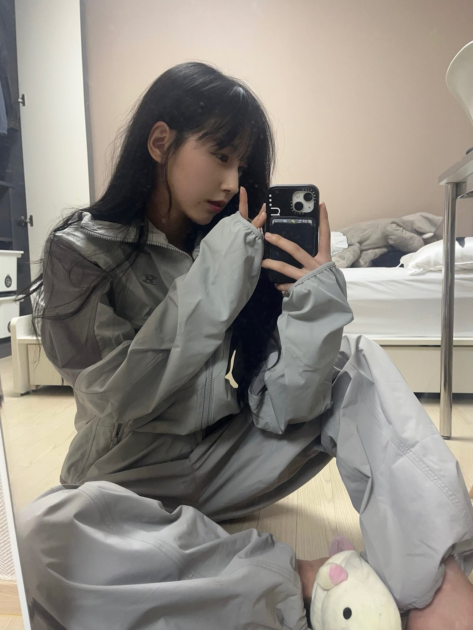 Sansan Gear Insulation Jacket Grey, Sansan Gear 2.5L Windblock Pants Grey - 23FW 착용 스타일