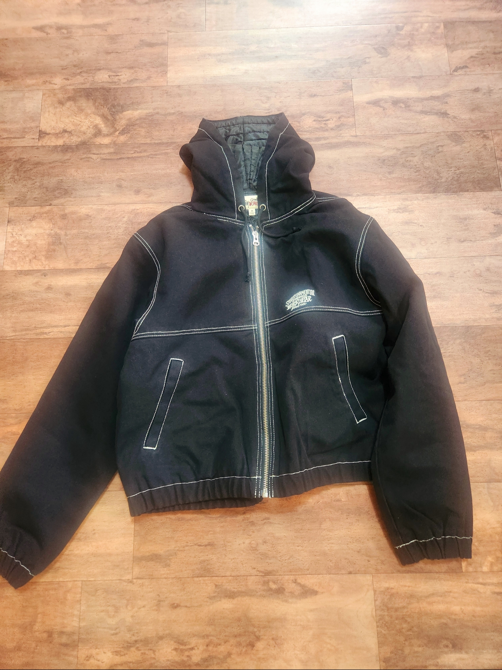 Stussy Work Jacket Contrast Stitch Black 착용 스타일 - 3