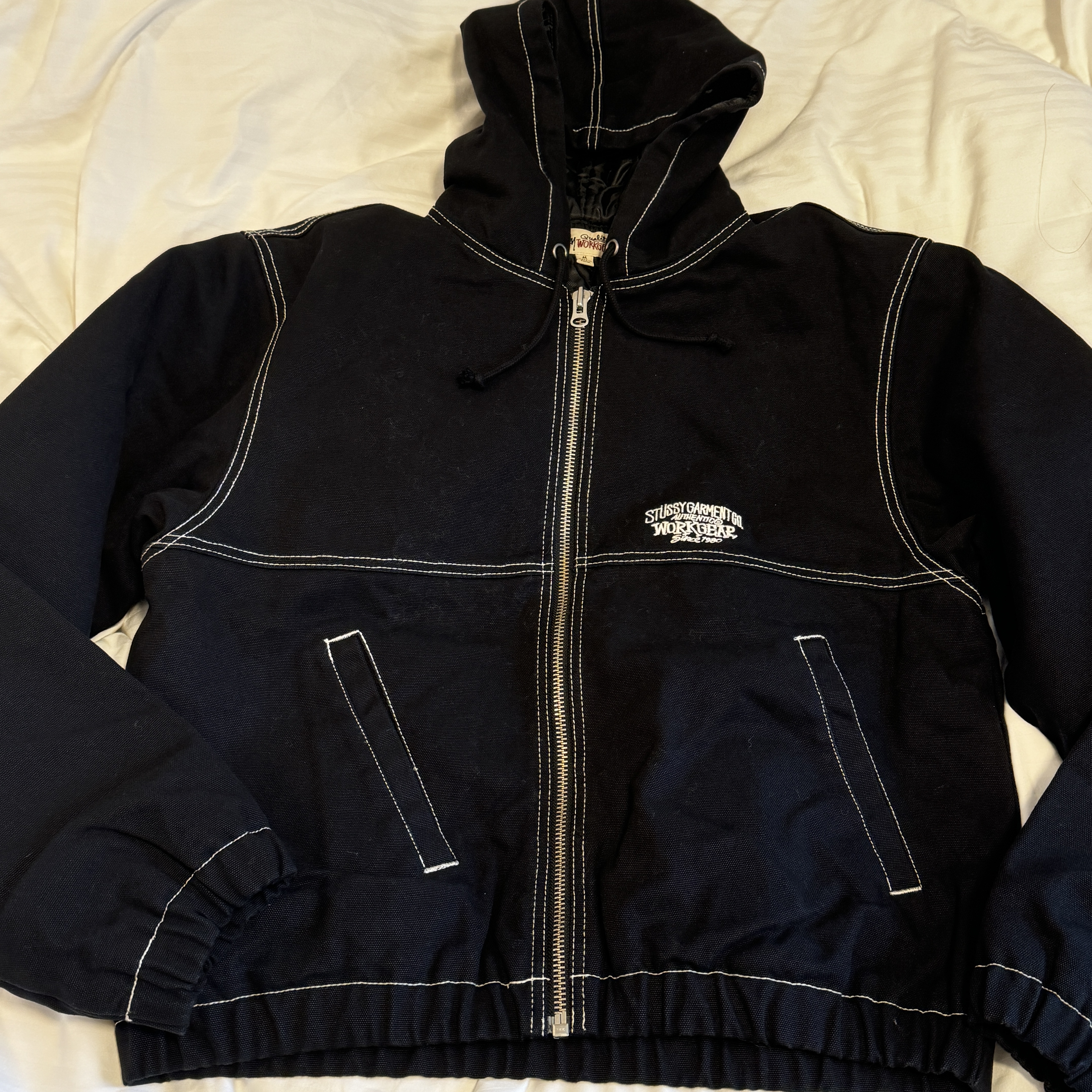 Stussy Work Jacket Contrast Stitch Black 착용 스타일 - 2