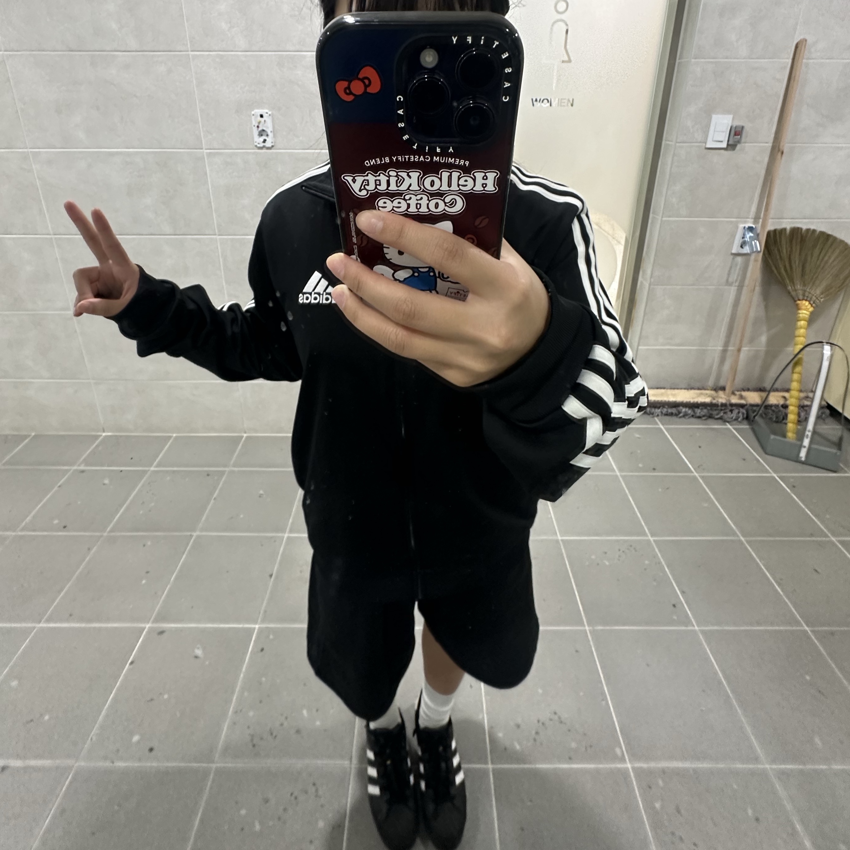 Adidas 3S Regular Fit Double Knit Track Top Black White - KR Sizing, Adidas Superstar Core Black White 착용 스타일