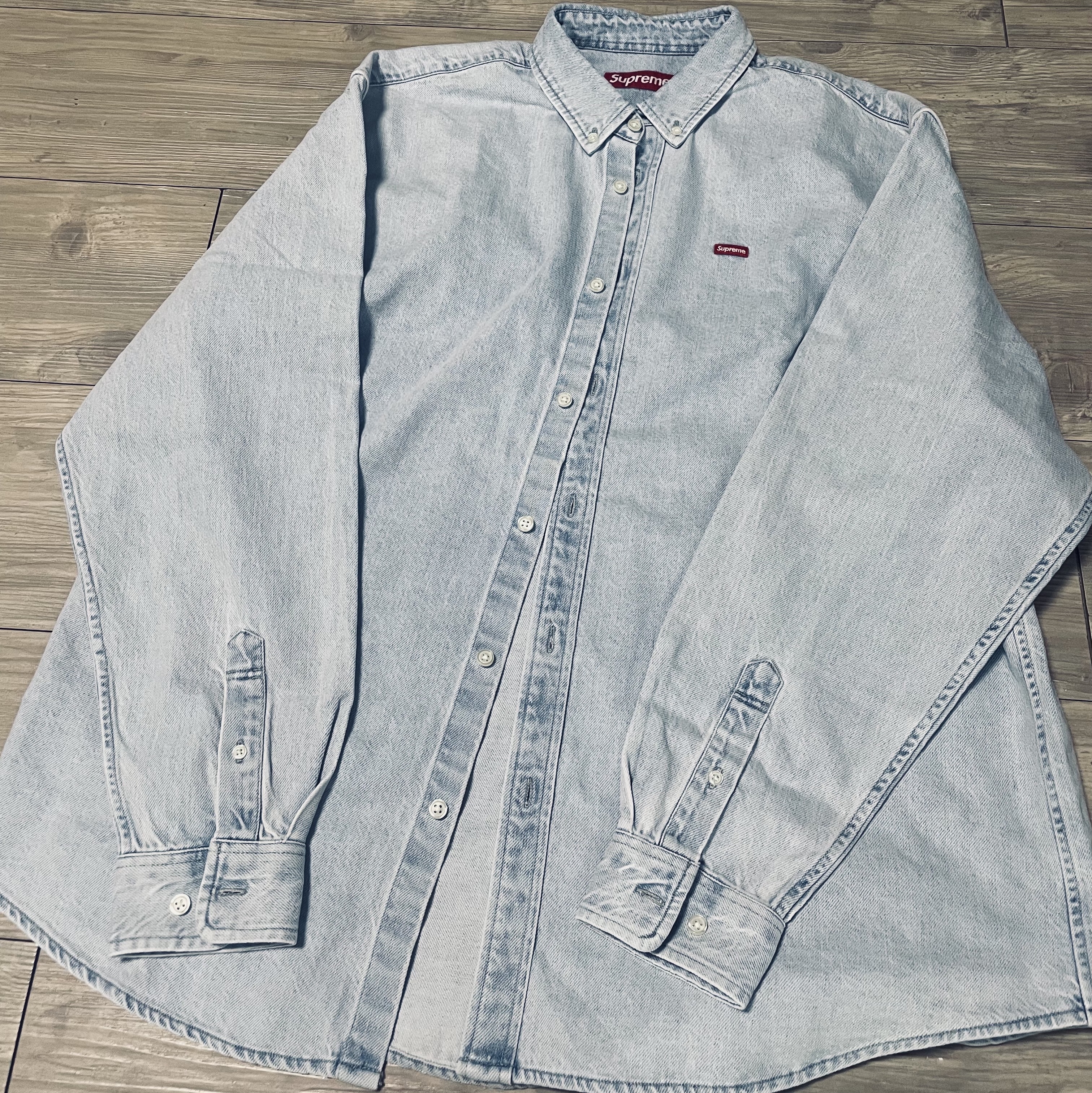 Supreme Small Box Shirt Washed Blue - 24SS 착용 스타일 - 2