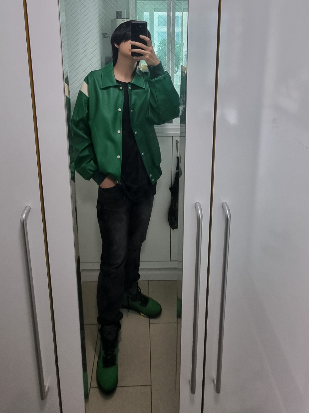 Vandy The Pink Racing Varsity Jacket Navy, Jordan 5 Retro SE Oregon 착용 스타일 - 2