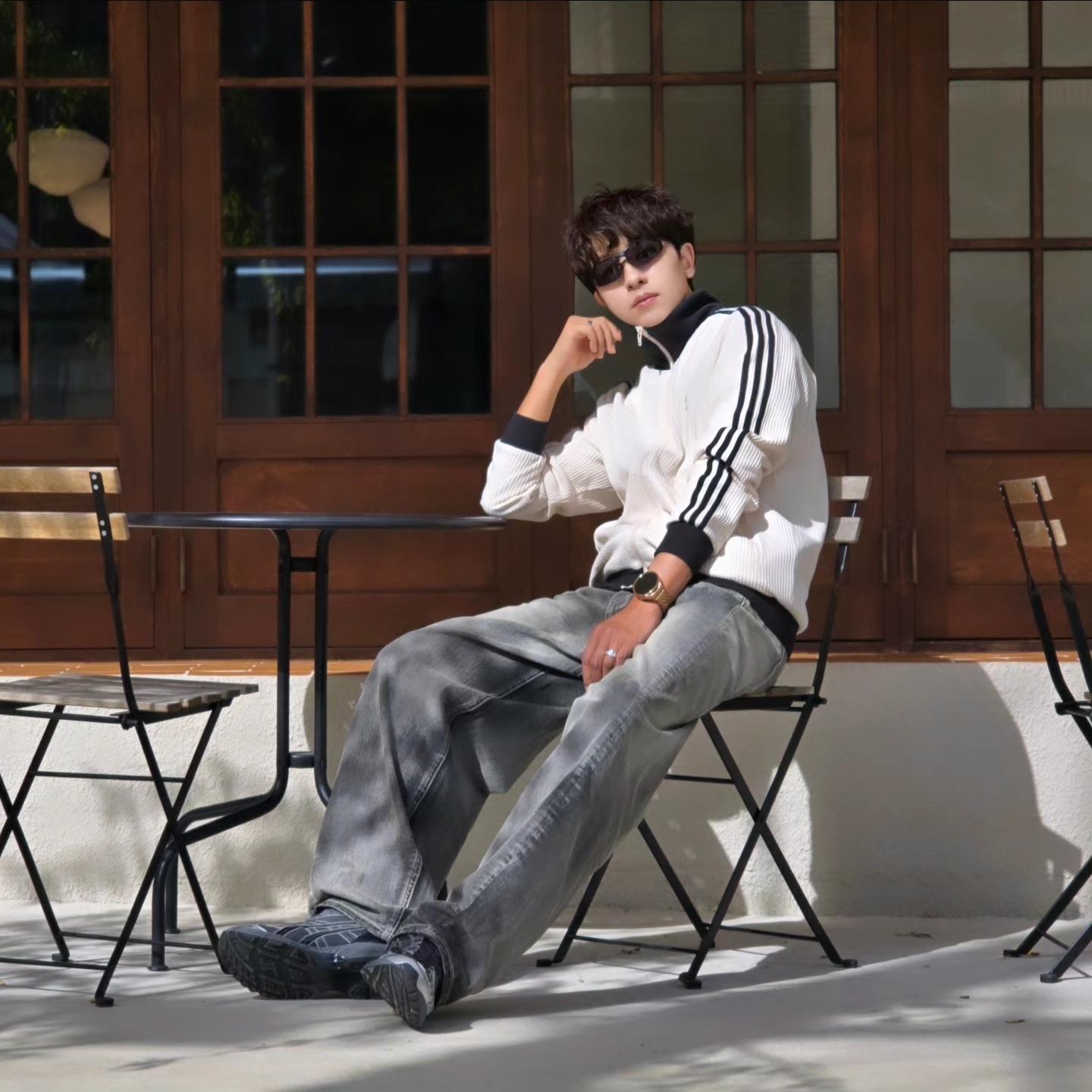 Adidas Waffle Beckenbauer Track Top Wonder White - KR Sizing, Samsung Galaxy Watch6 44mm LTE Silver (Korean Ver.) 착용 스타일 - 8