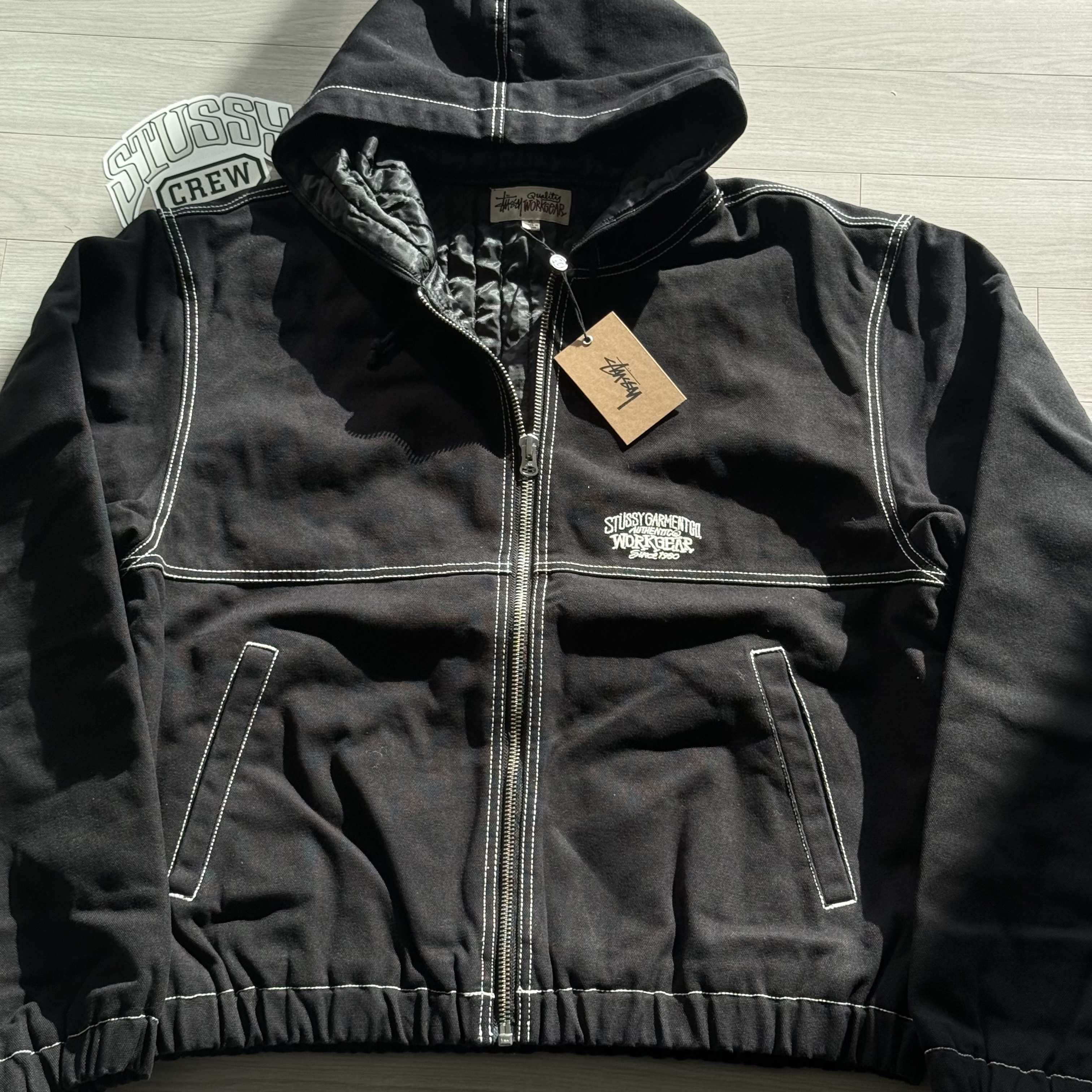 Stussy Work Jacket Contrast Stitch Black 착용 스타일 - 2