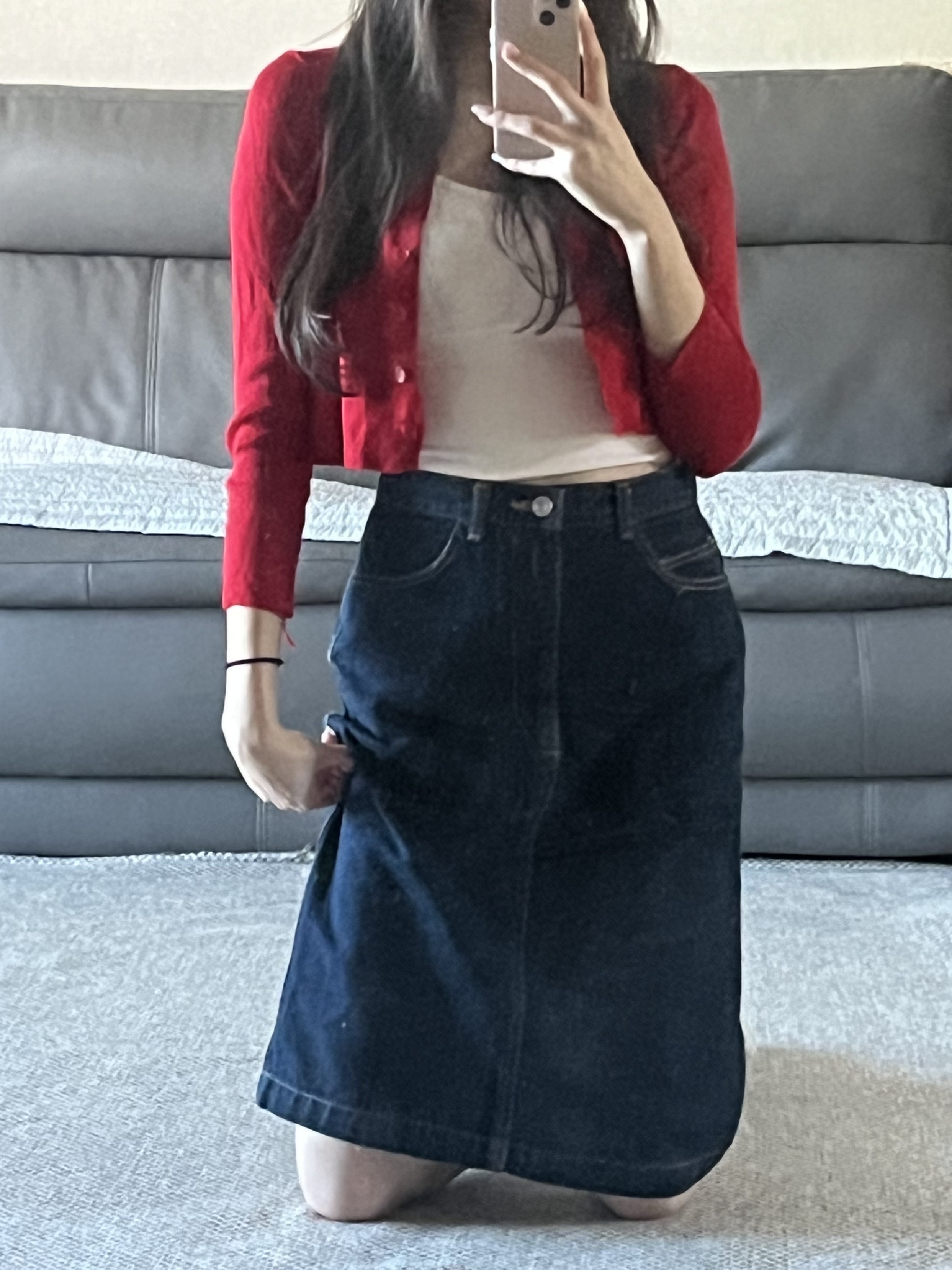 (W) Covernat Pleats Mid Skirt Black 착용 스타일 - 4