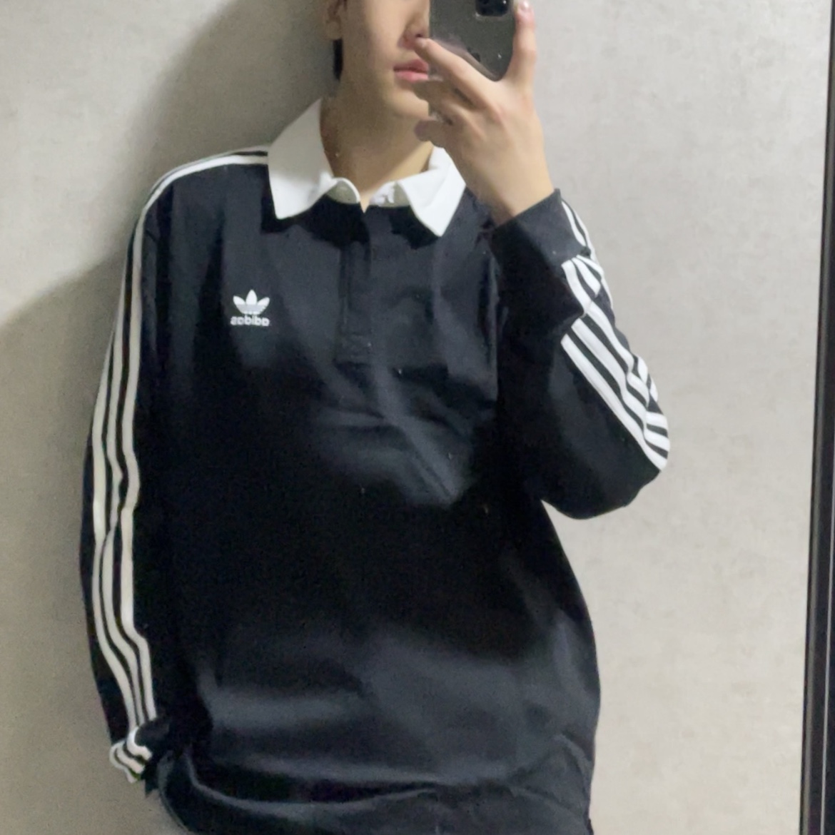 Adidas Adicolor Rugby  Polo Shirt Black - KR Sizing 착용 스타일