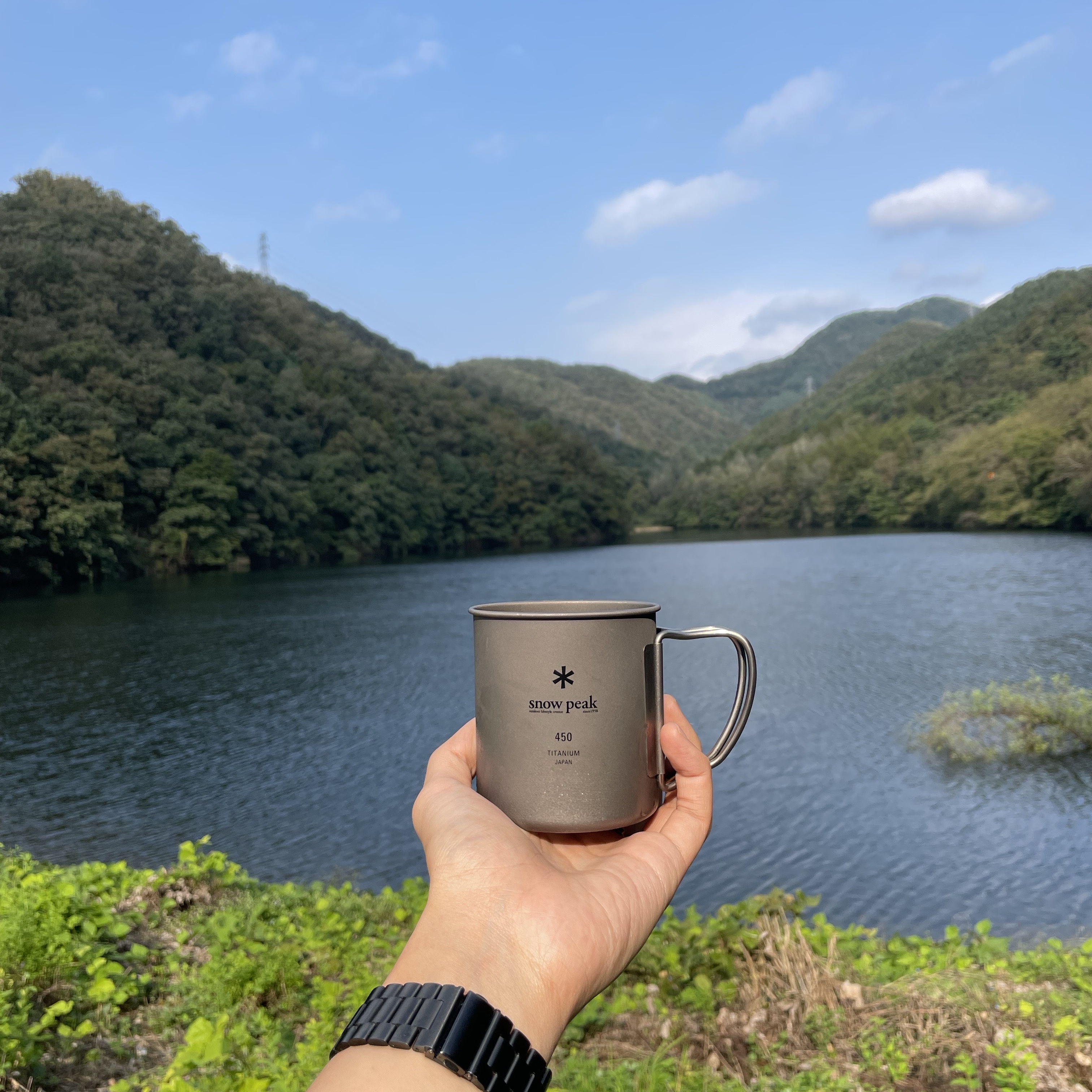 Snow Peak Titanium Single Mug 450 착용 스타일