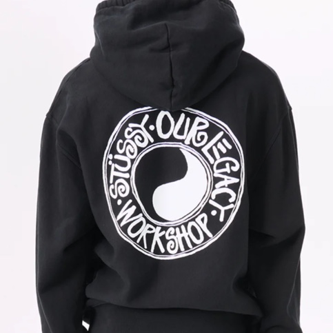 Stussy x Our Legacy Work Shop Pigment Dyed Buana Hoodie Black 착용 스타일