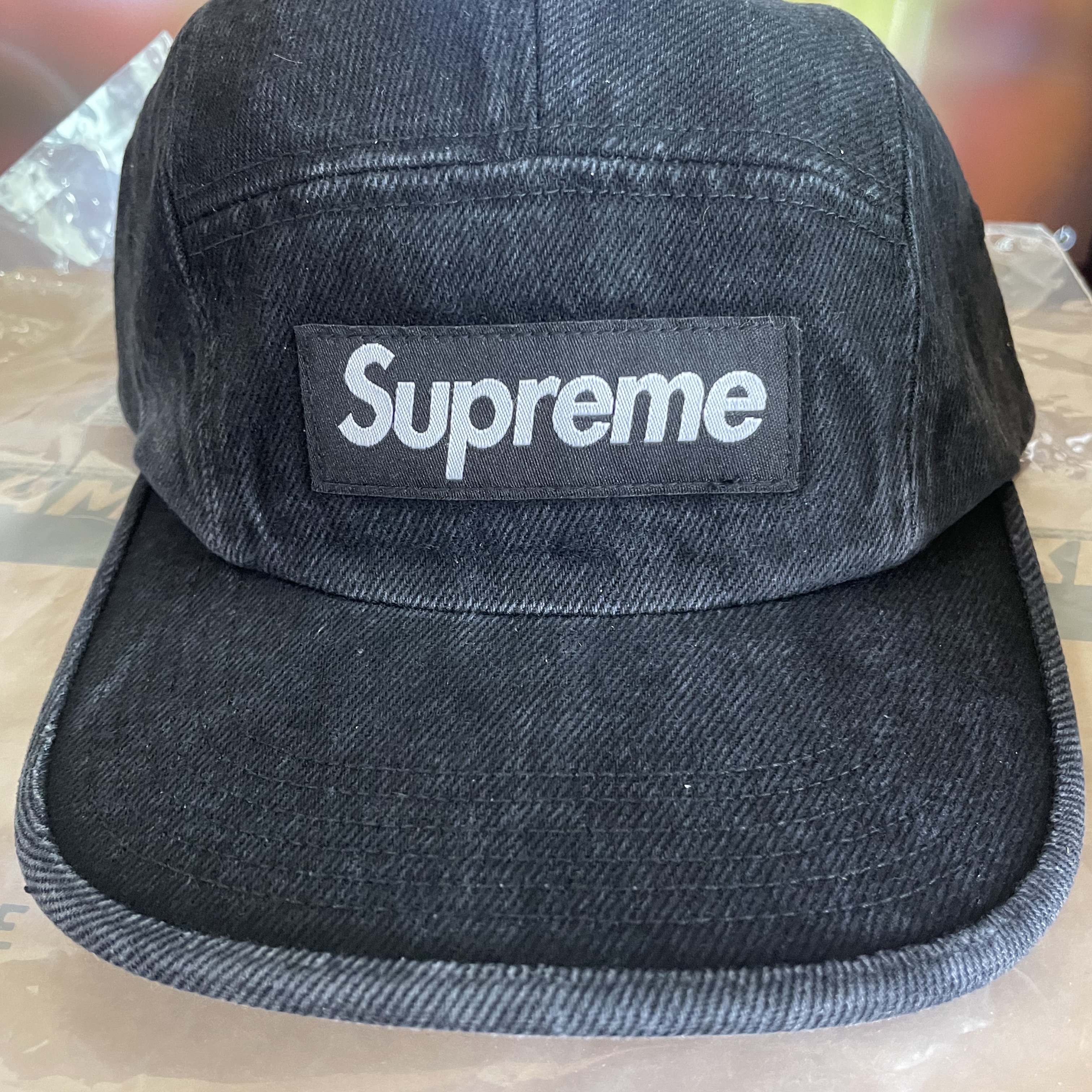 Supreme Denim Camp Cap Black - 24FW 착용 스타일