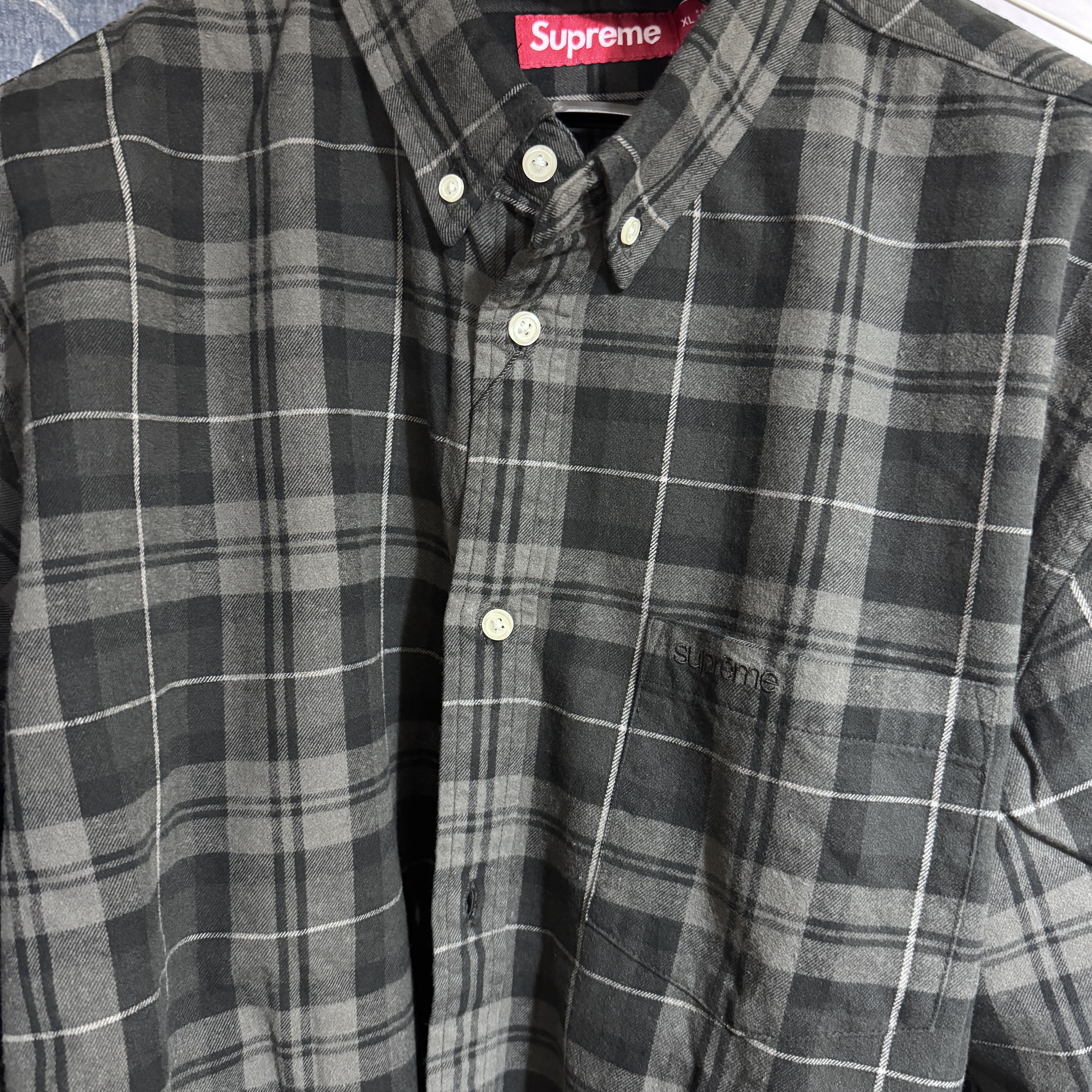 Supreme Plaid Flannel Shirt Black - 24FW 착용 스타일
