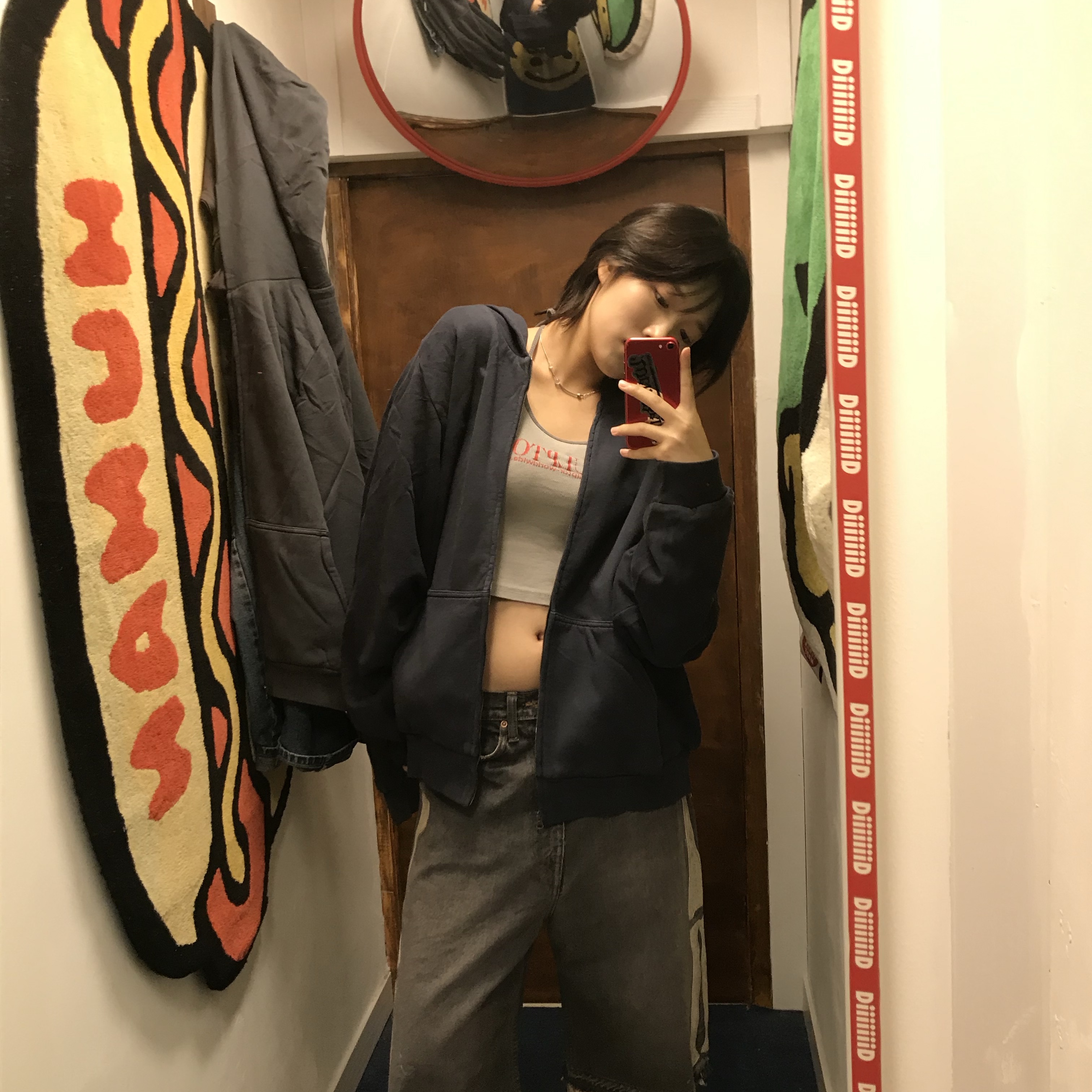 Supreme Flocked Denim Trucker Jacket Blue - 24FW, (W) Nike x Jacquemus Long Sleeve Ribbed Polo Pearl White - Asia 착용 스타일 - 4