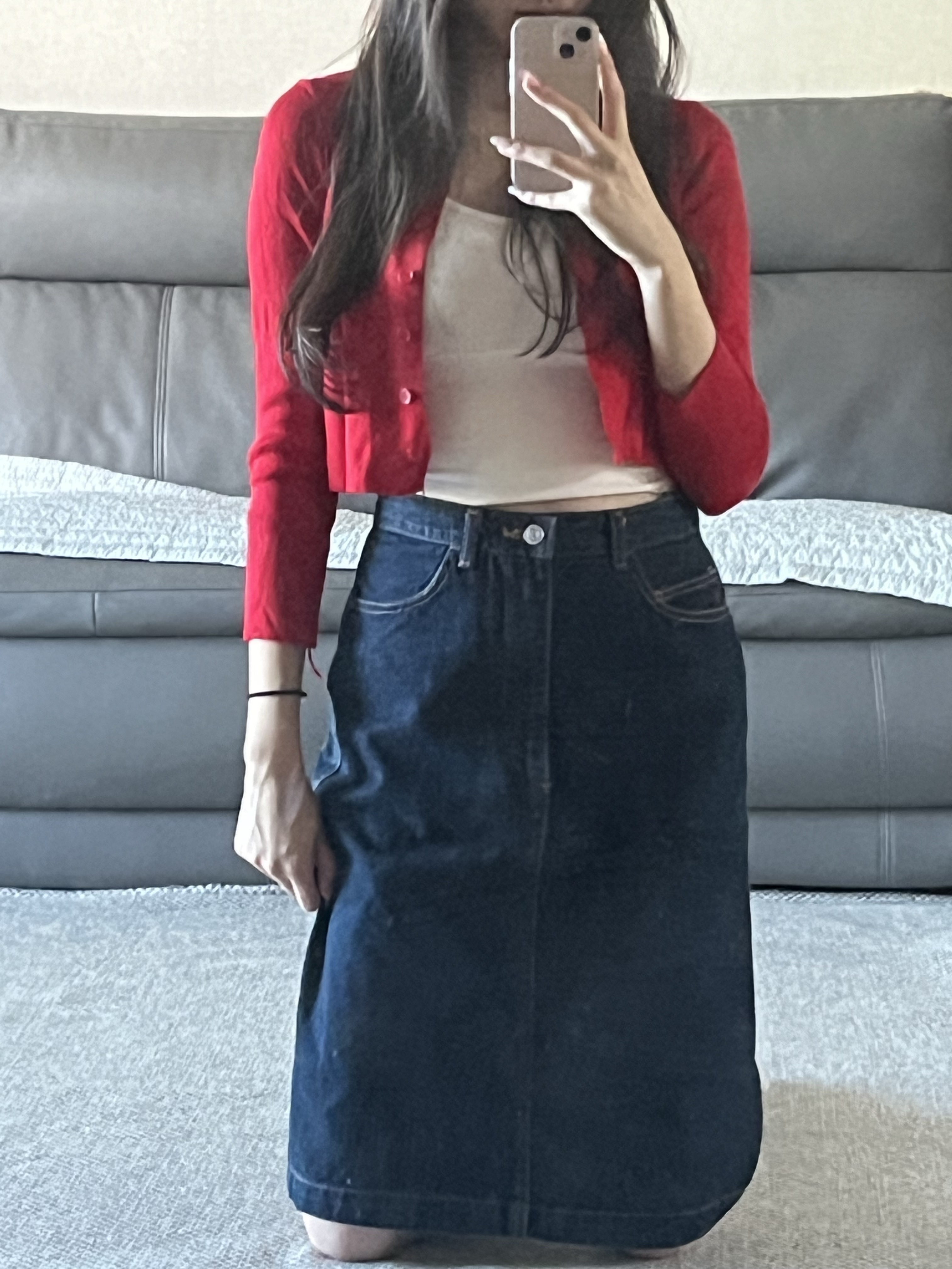 (W) Covernat Pleats Mid Skirt Black 착용 스타일 - 3