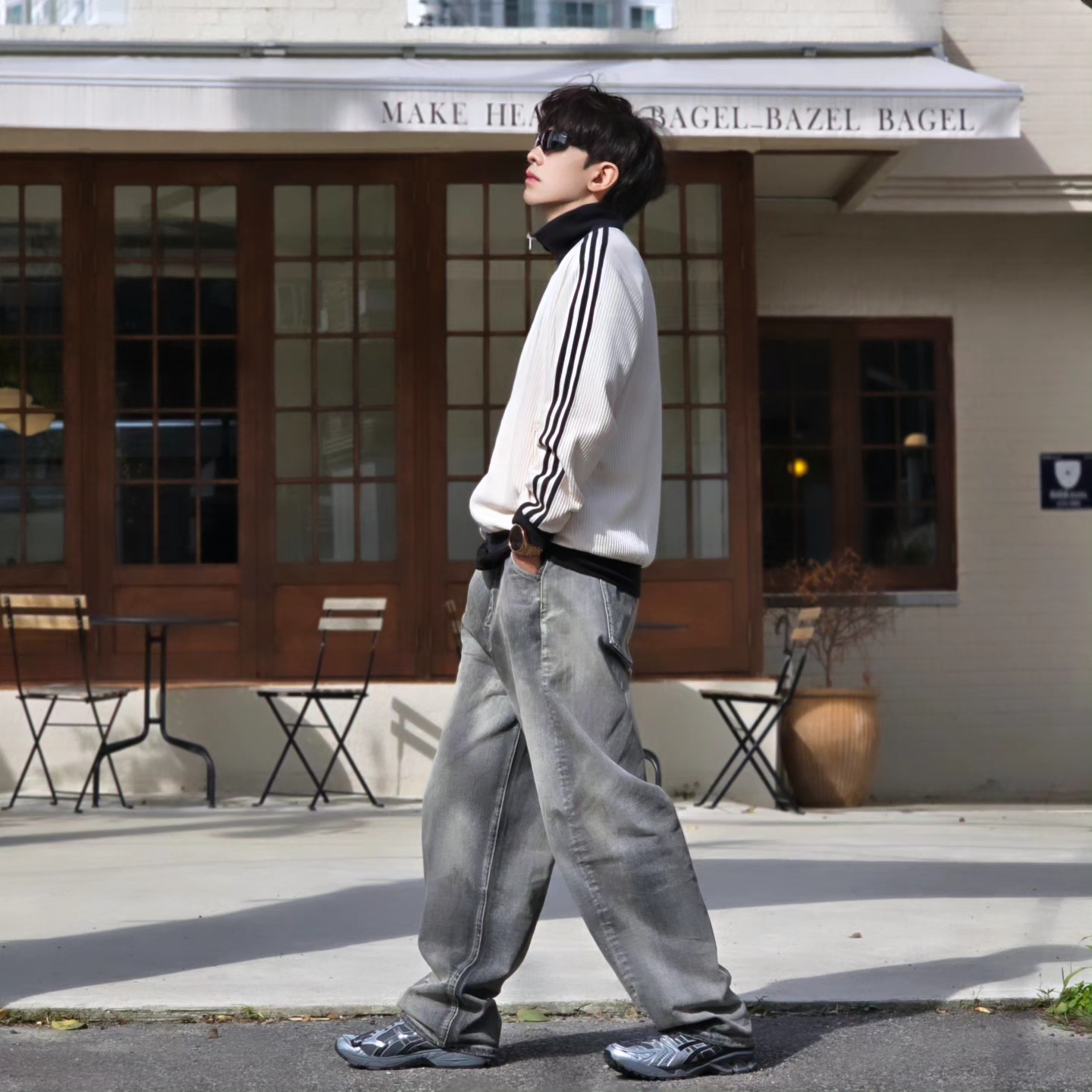 Adidas Waffle Beckenbauer Track Top Wonder White - KR Sizing, Asics x Unaffected Gel-Kayano 14 Silver Moon 착용 스타일 - 5