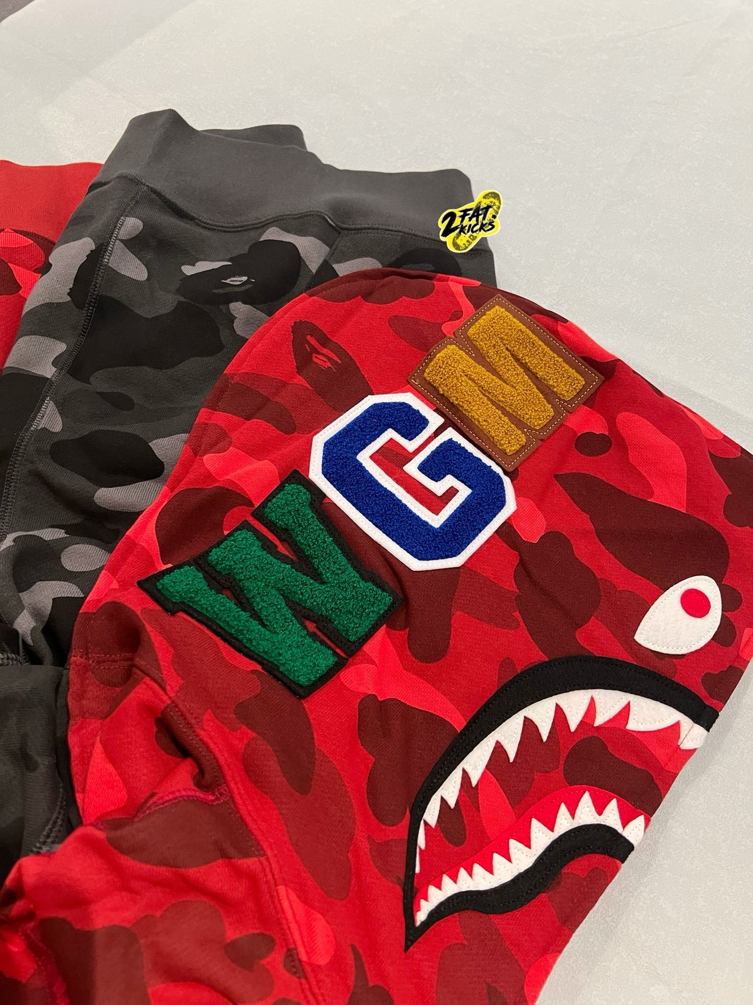 BAPE Color Camo Separate Shark Full Zip Hoodie Black Navy, BAPE Color Camo Separate Shark Full Zip Hoodie Navy Puple 착용 스타일 - 10