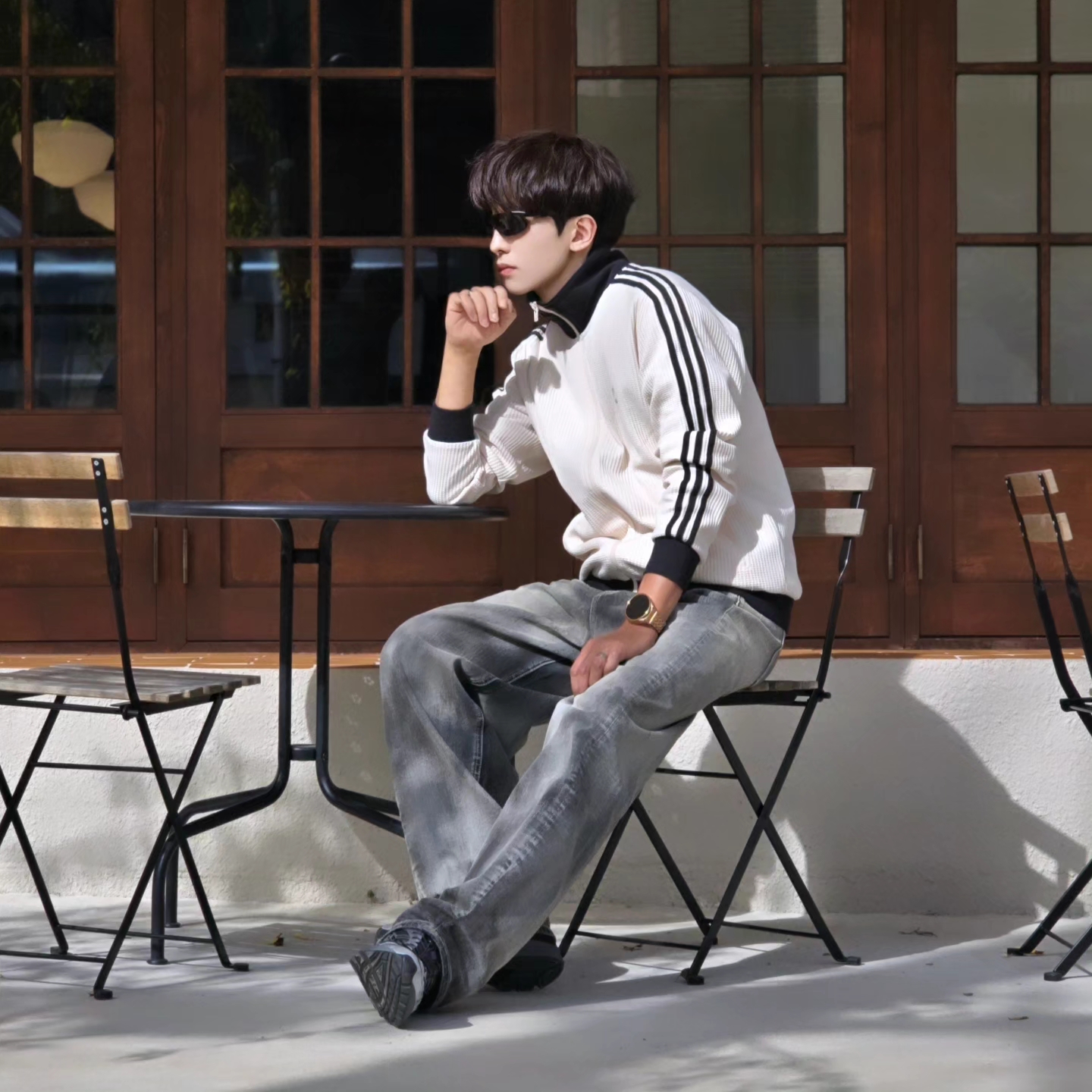 Adidas Waffle Beckenbauer Track Top Wonder White - KR Sizing, Samsung Galaxy Watch6 44mm LTE Silver (Korean Ver.) 착용 스타일 - 5