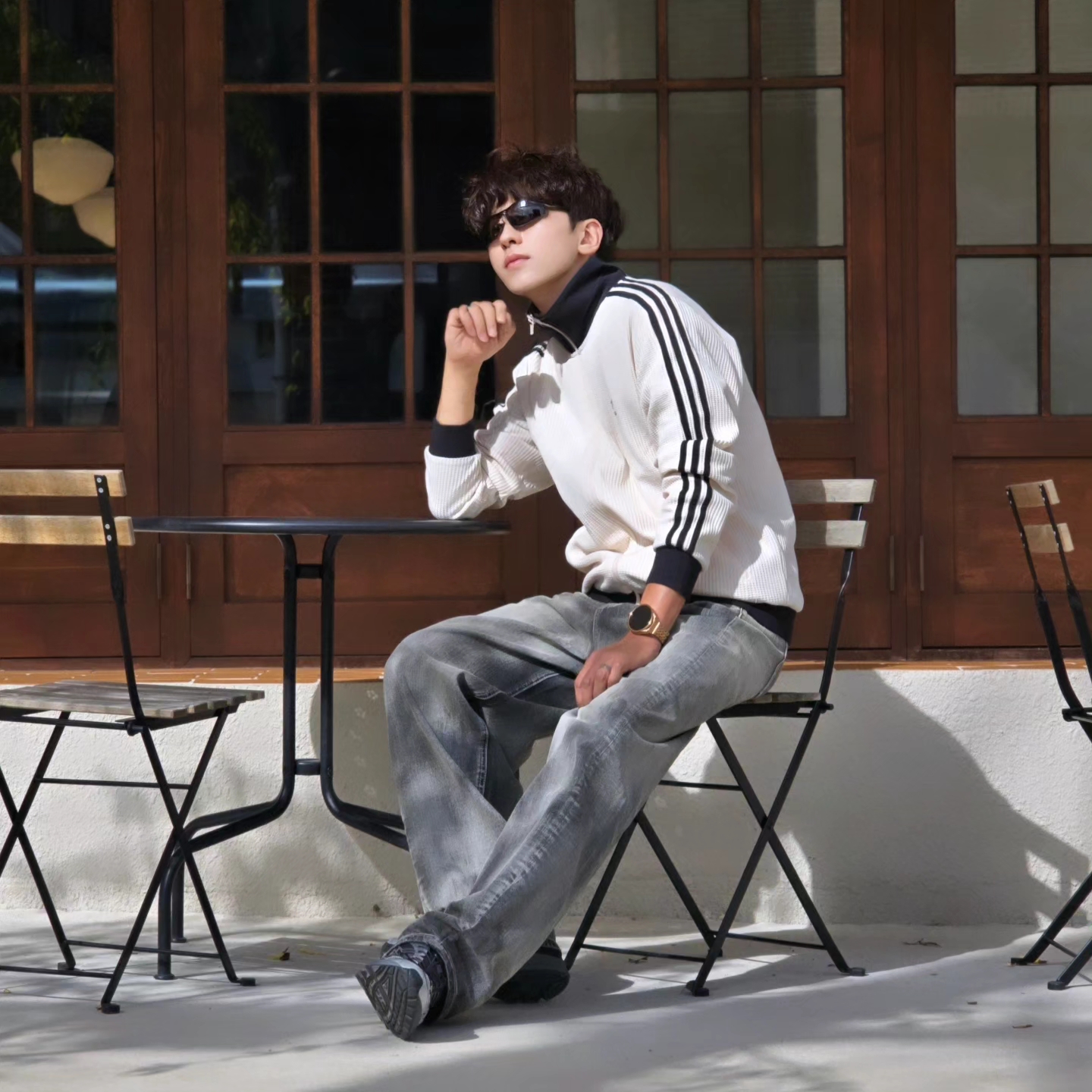 Adidas Waffle Beckenbauer Track Top Wonder White - KR Sizing, Samsung Galaxy Watch6 44mm LTE Silver (Korean Ver.) 착용 스타일 - 6