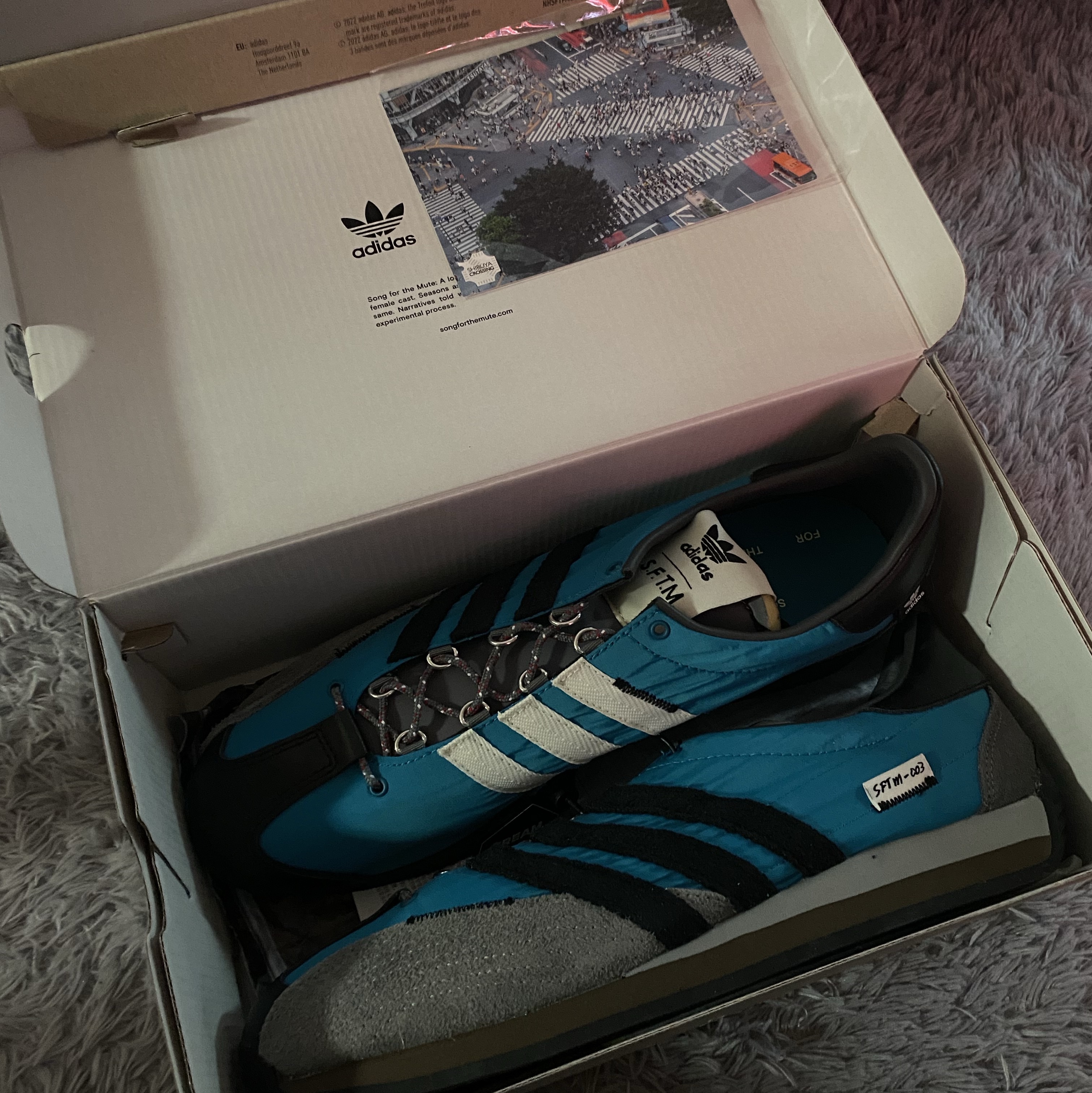 Adidas x Song for the Mute Country OG Active Teal Core Black 착용 스타일 - 2