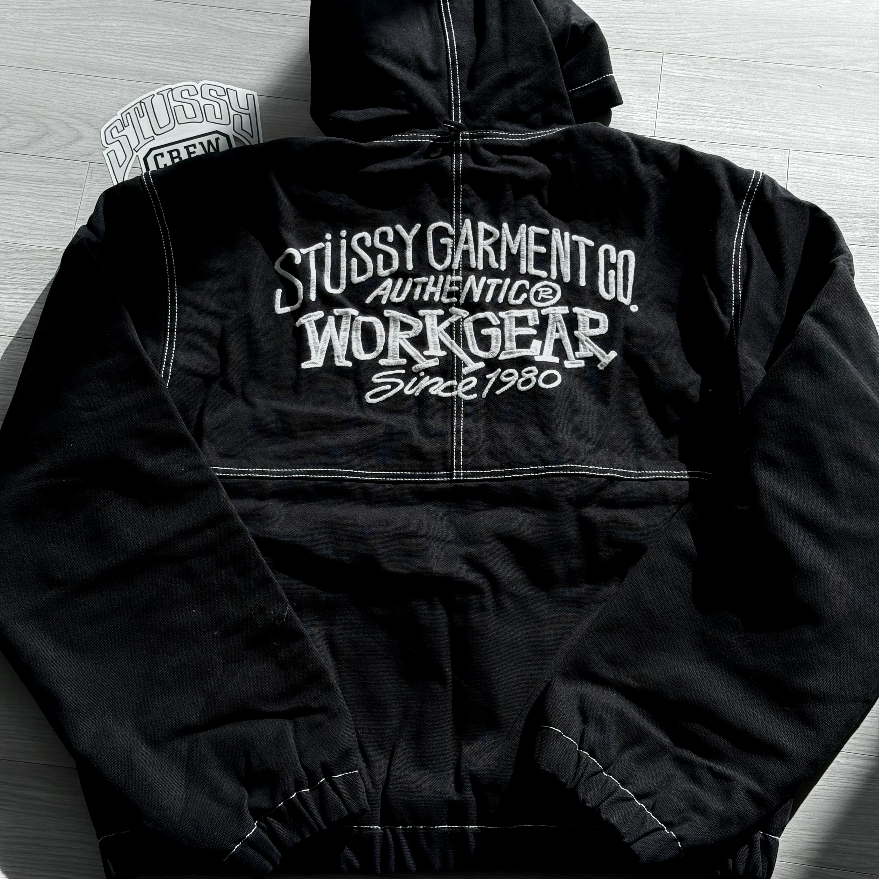 Stussy Work Jacket Contrast Stitch Black 착용 스타일 - 1
