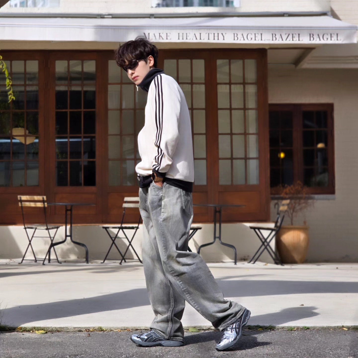 Adidas Waffle Beckenbauer Track Top Wonder White - KR Sizing, Asics x Unaffected Gel-Kayano 14 Silver Moon 착용 스타일 - 9