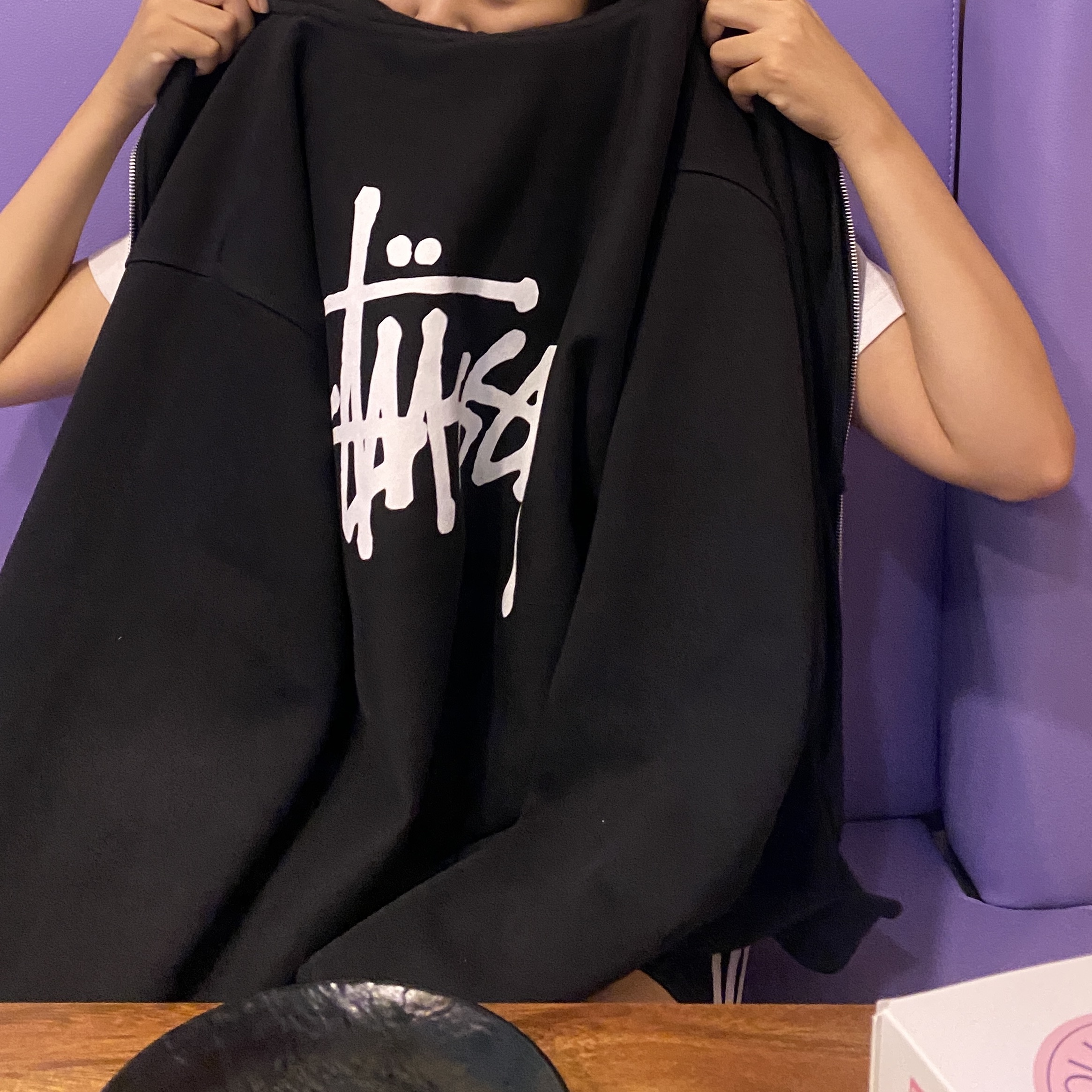 Stussy Basic Zip Hoodie Black 착용 스타일